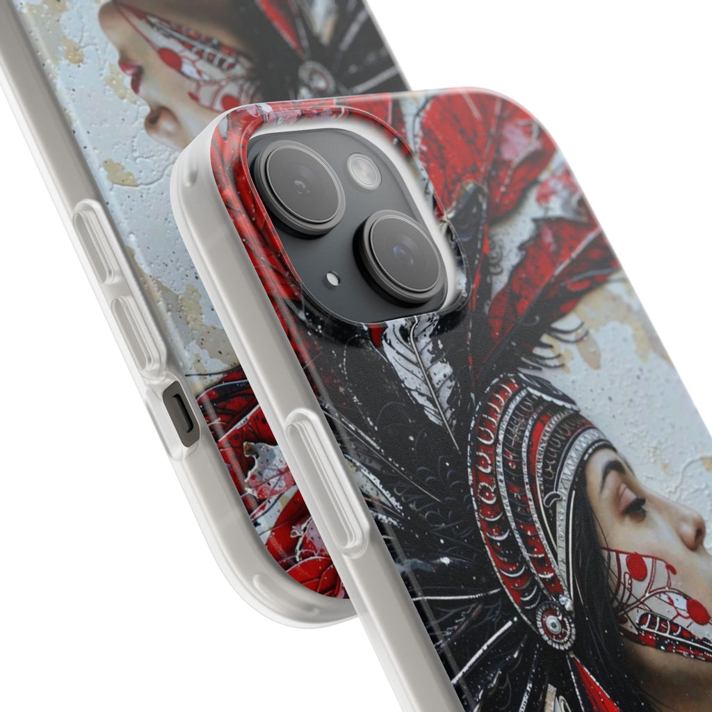 Aztec Silent Goddess – Flexi Phone Case (iPhone & Samsung • Clear TPU • Made in USA • Personalized Option)