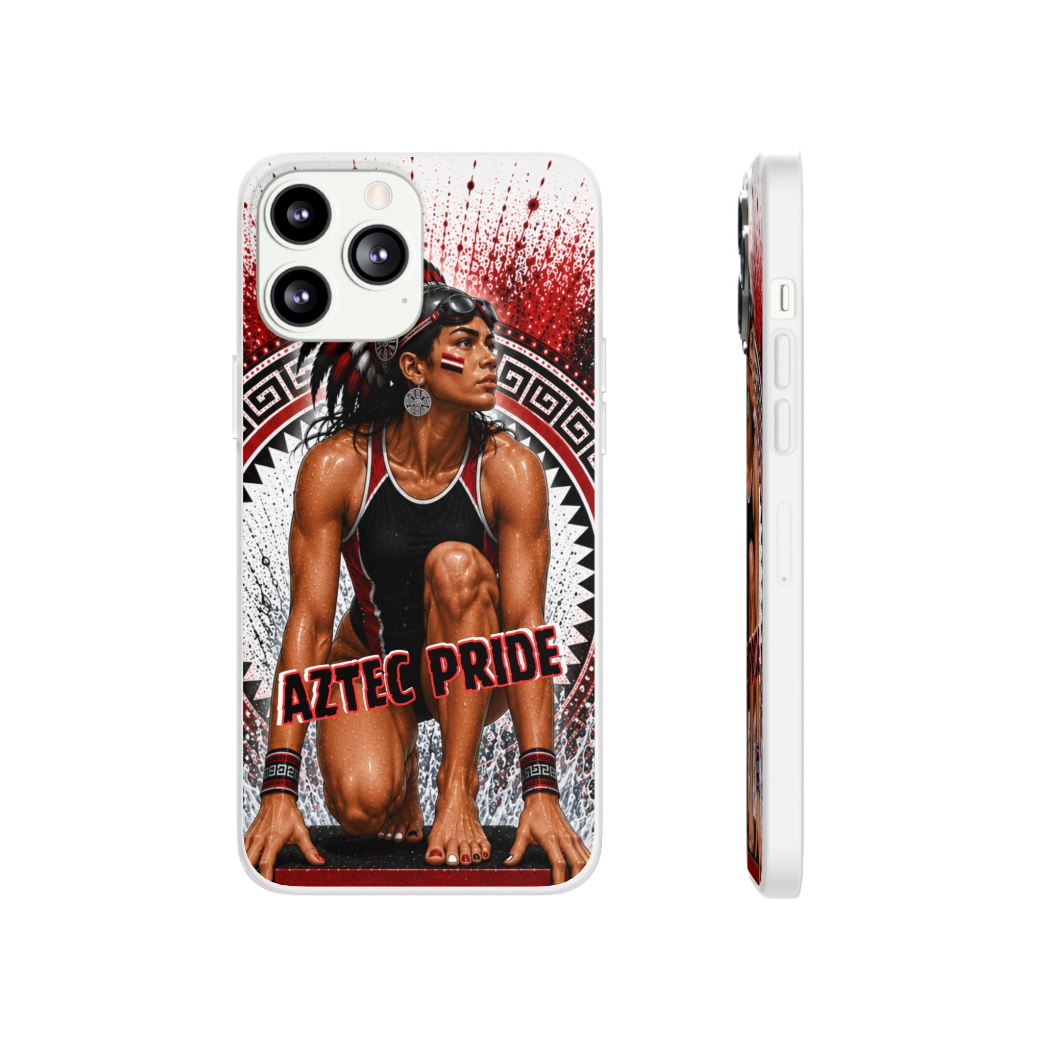 Aztec Swim & Dive Warrior – Flexi Phone Case (iPhone & Samsung • Clear TPU • Made & Shipped in the USA • 🚚 FREE USA Shipping • Personalized Option)