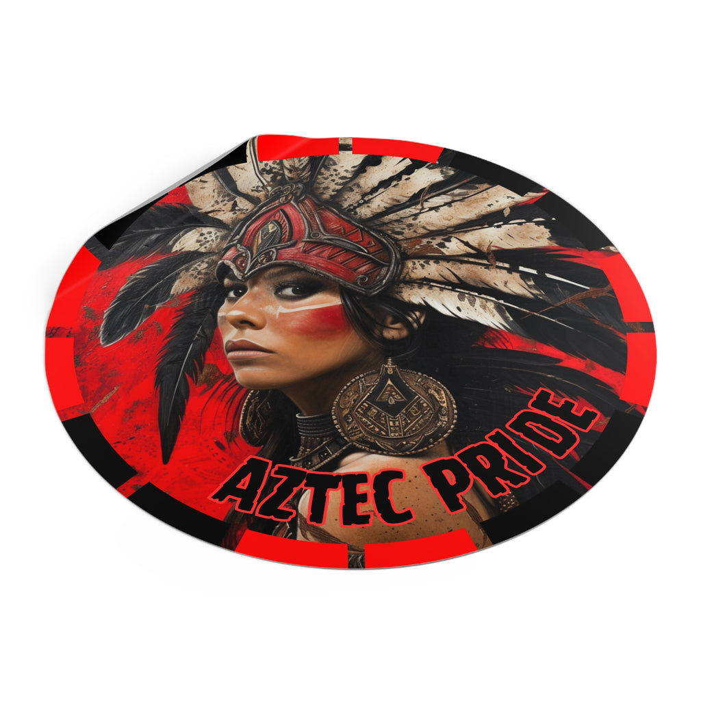 Aztec Moon Goddess Round Vinyl Sticker – Waterproof Matte Decal (2”–6”)