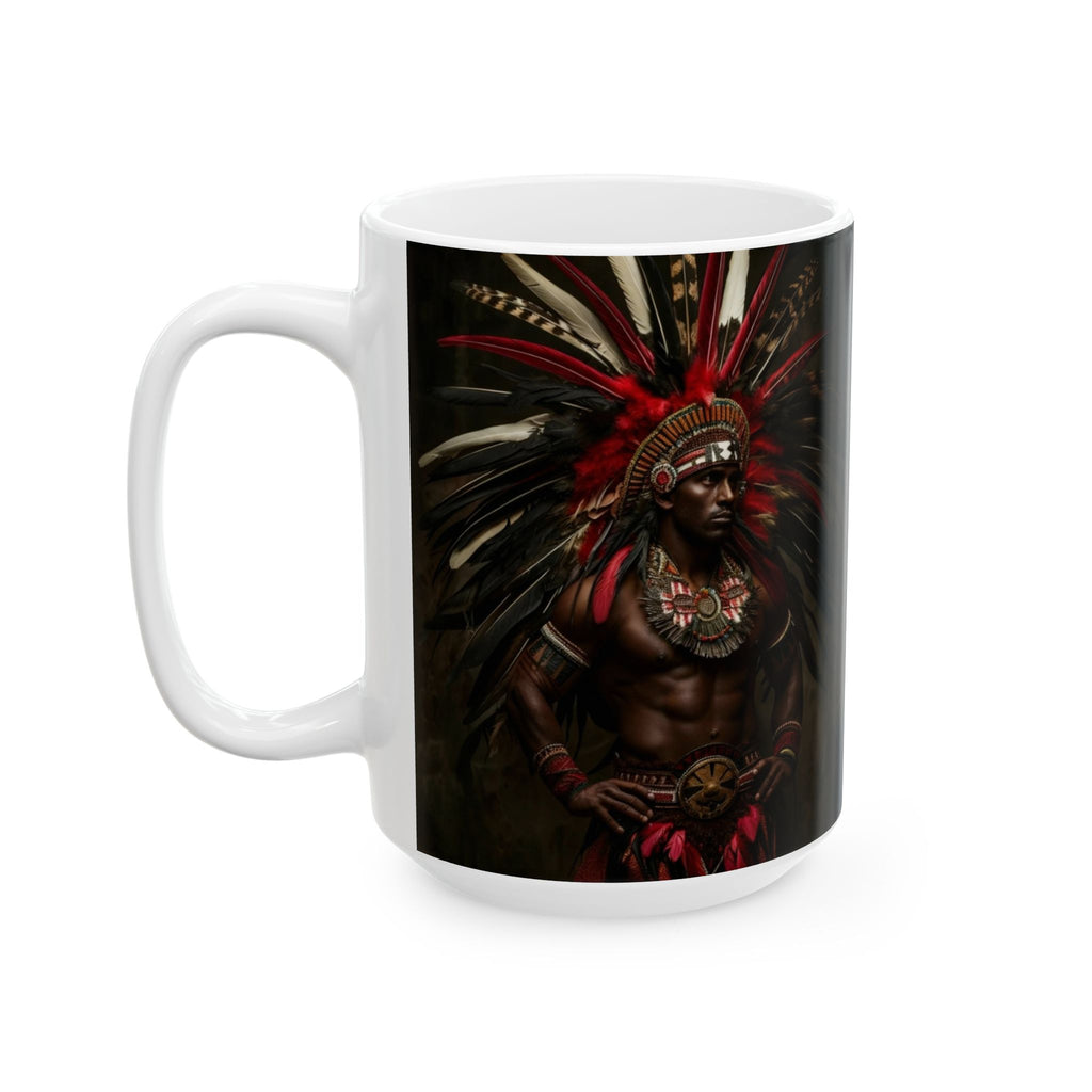 Aztec Panther Warrior – Ceramic Mug (11oz, 15oz • Dishwasher & Microwave Safe • Made in USA • Personalized Option)