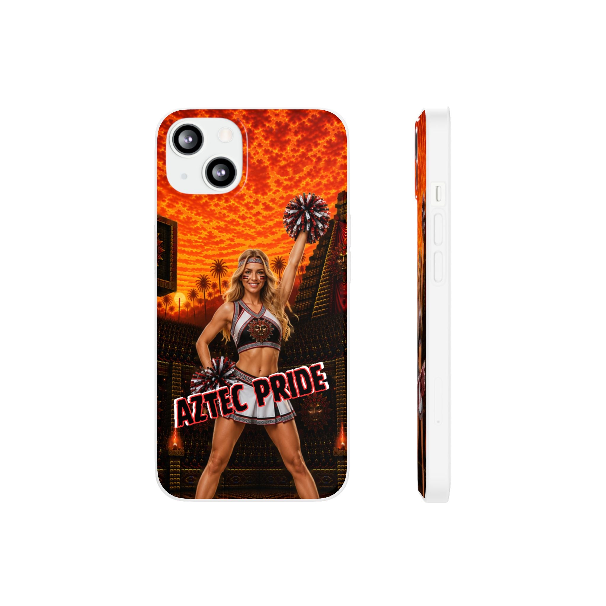 Aztec Cheerleader Warrior – Flexi Phone Case (iPhone & Samsung • Clear TPU • Made & Shipped in the USA • 🚚 FREE USA Shipping • Personalized Option)