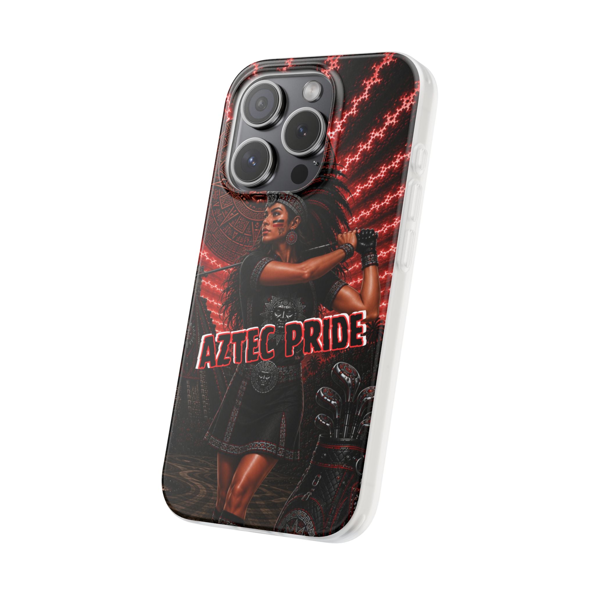 Aztec Golf Female Warrior – Flexi Phone Case (iPhone & Samsung • Clear TPU • Made & Shipped in the USA • 🚚 FREE USA Shipping • Personalized Option)