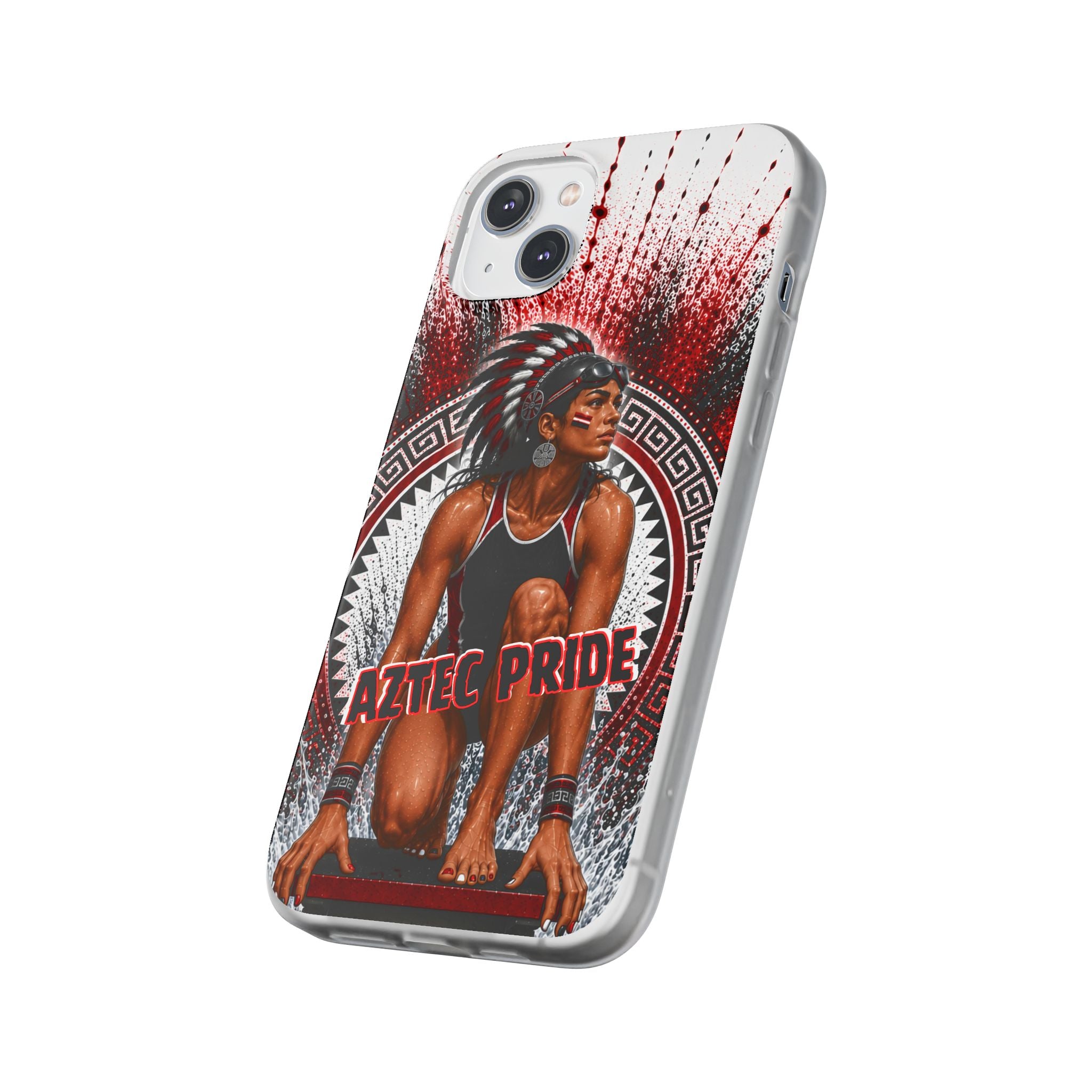Aztec Swim & Dive Warrior – Flexi Phone Case (iPhone & Samsung • Clear TPU • Made & Shipped in the USA • 🚚 FREE USA Shipping • Personalized Option)
