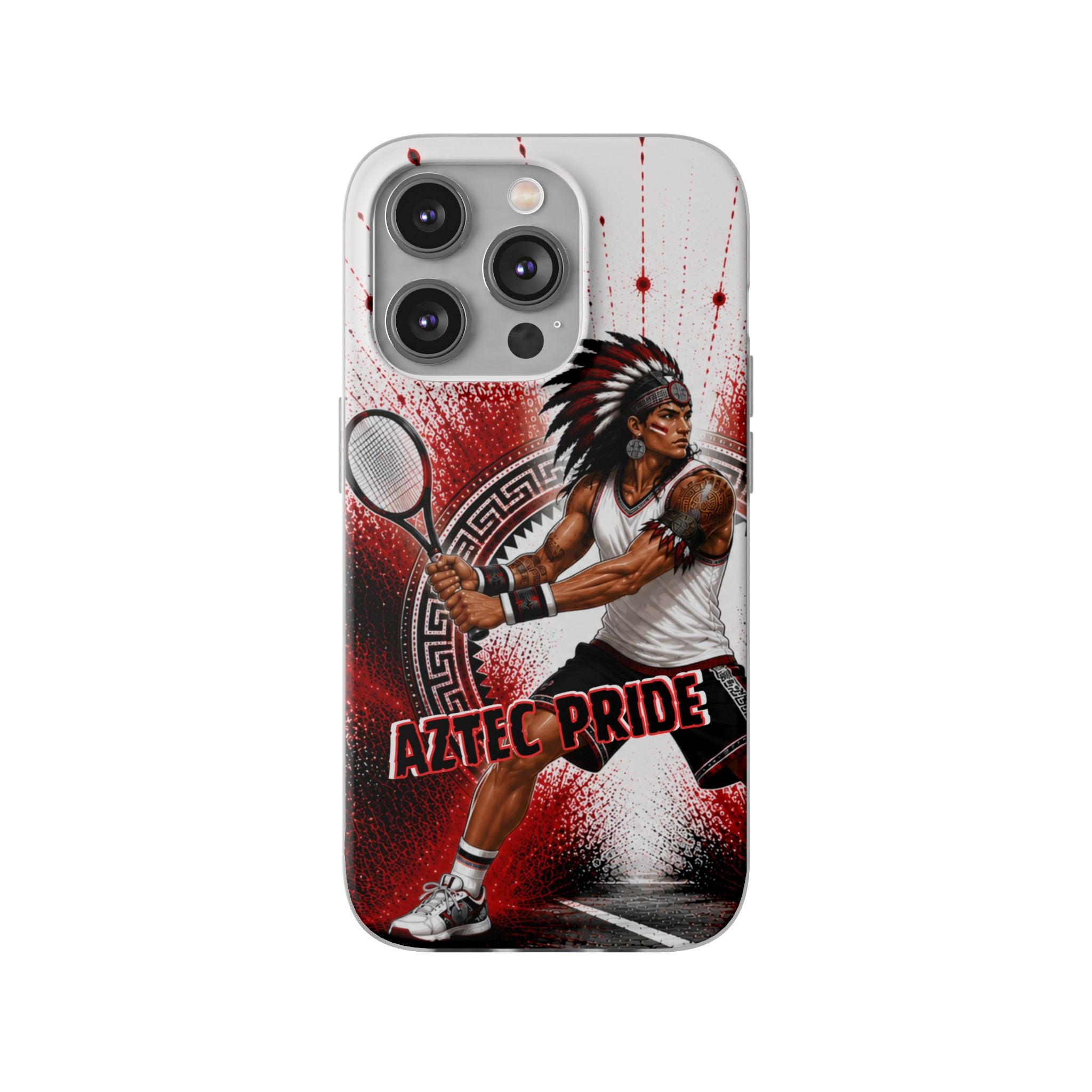 Aztec Tennis Male Warrior – Flexi Phone Case (iPhone & Samsung • Clear TPU • Made & Shipped in the USA • 🚚 FREE USA Shipping • Personalized Option)