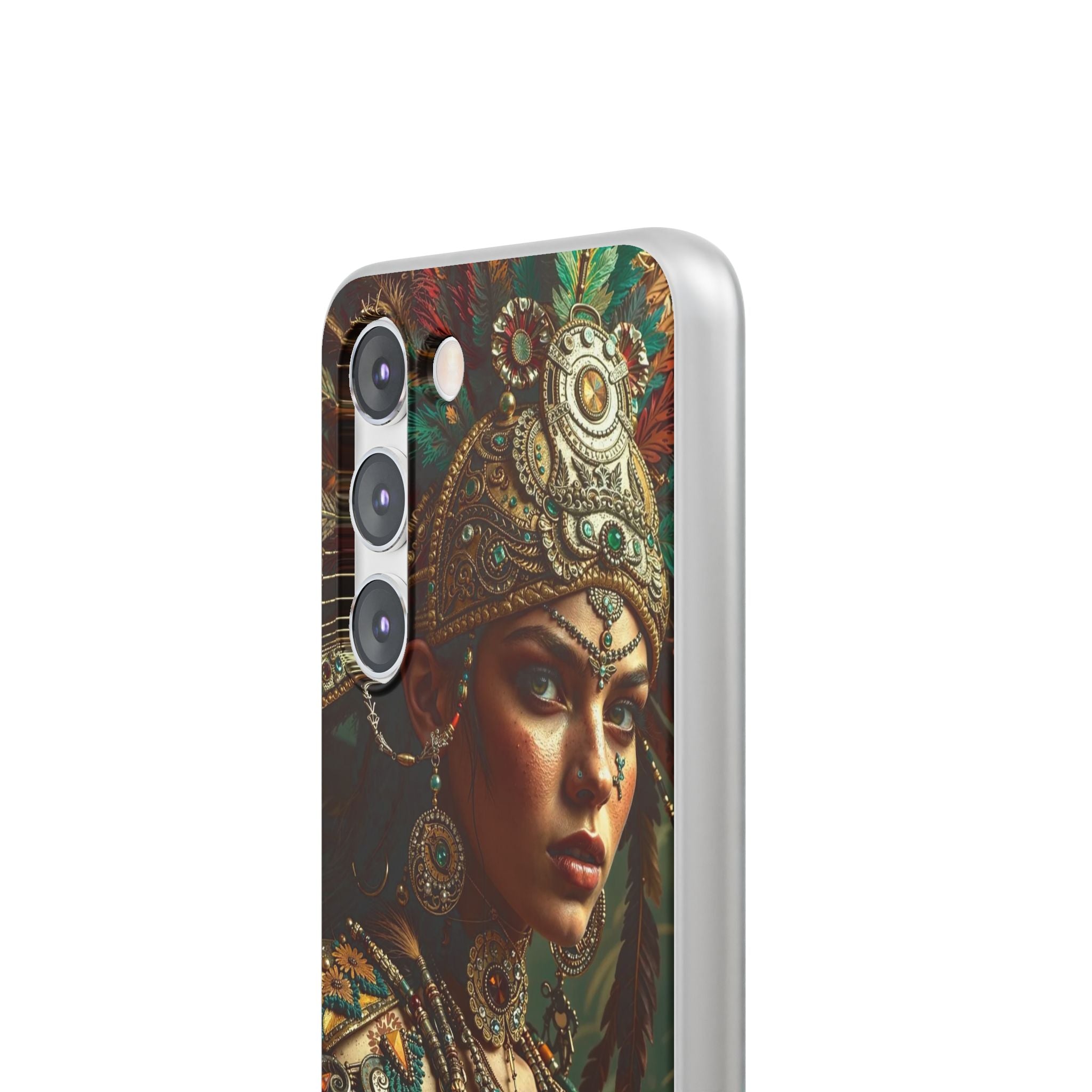 Aztec Warrior Goddess – Flexi Phone Case (iPhone & Samsung • Clear TPU • Made in USA • Personalized Option)