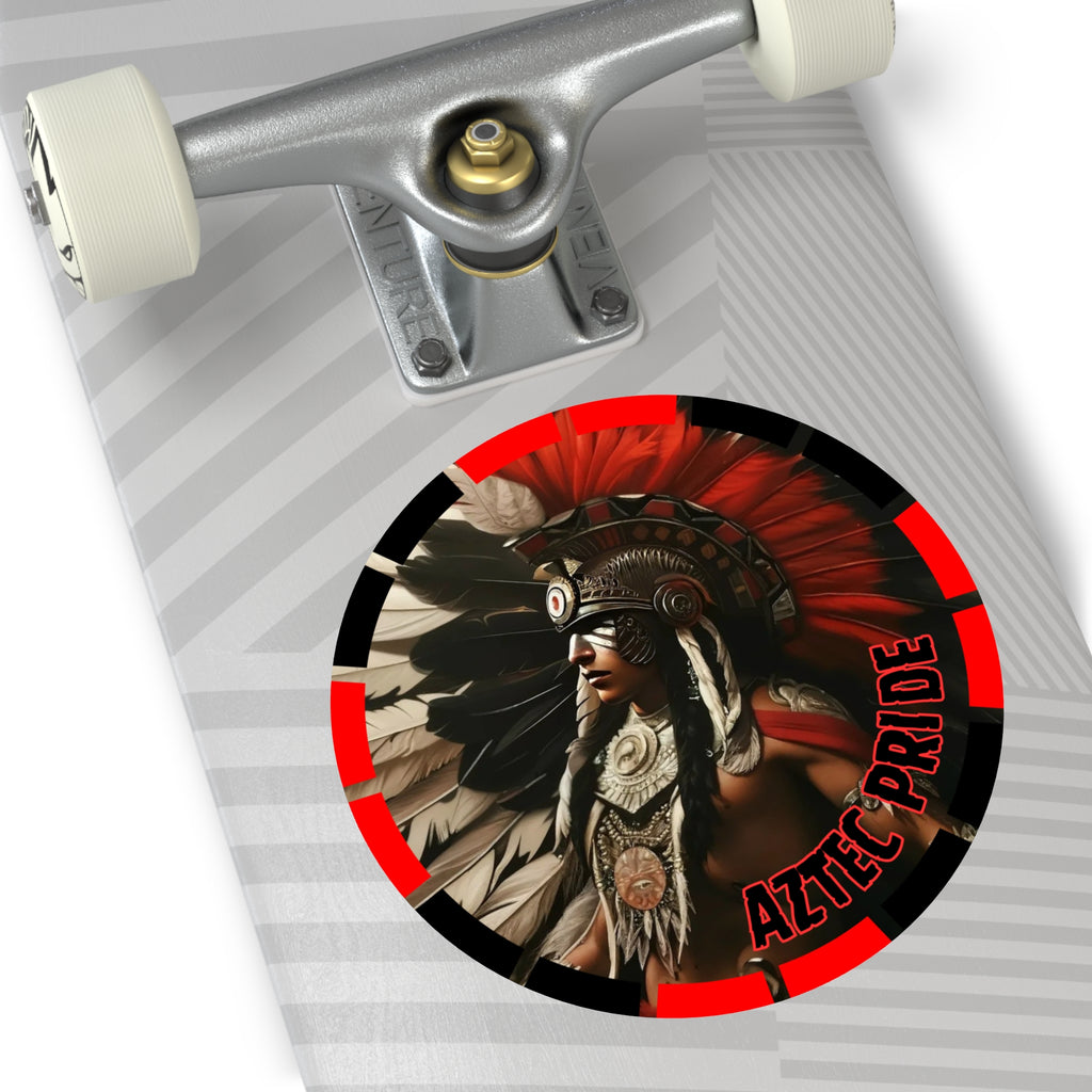 Aztec Fierce Warrior Round Vinyl Sticker – Waterproof Matte Decal (2”–6”)