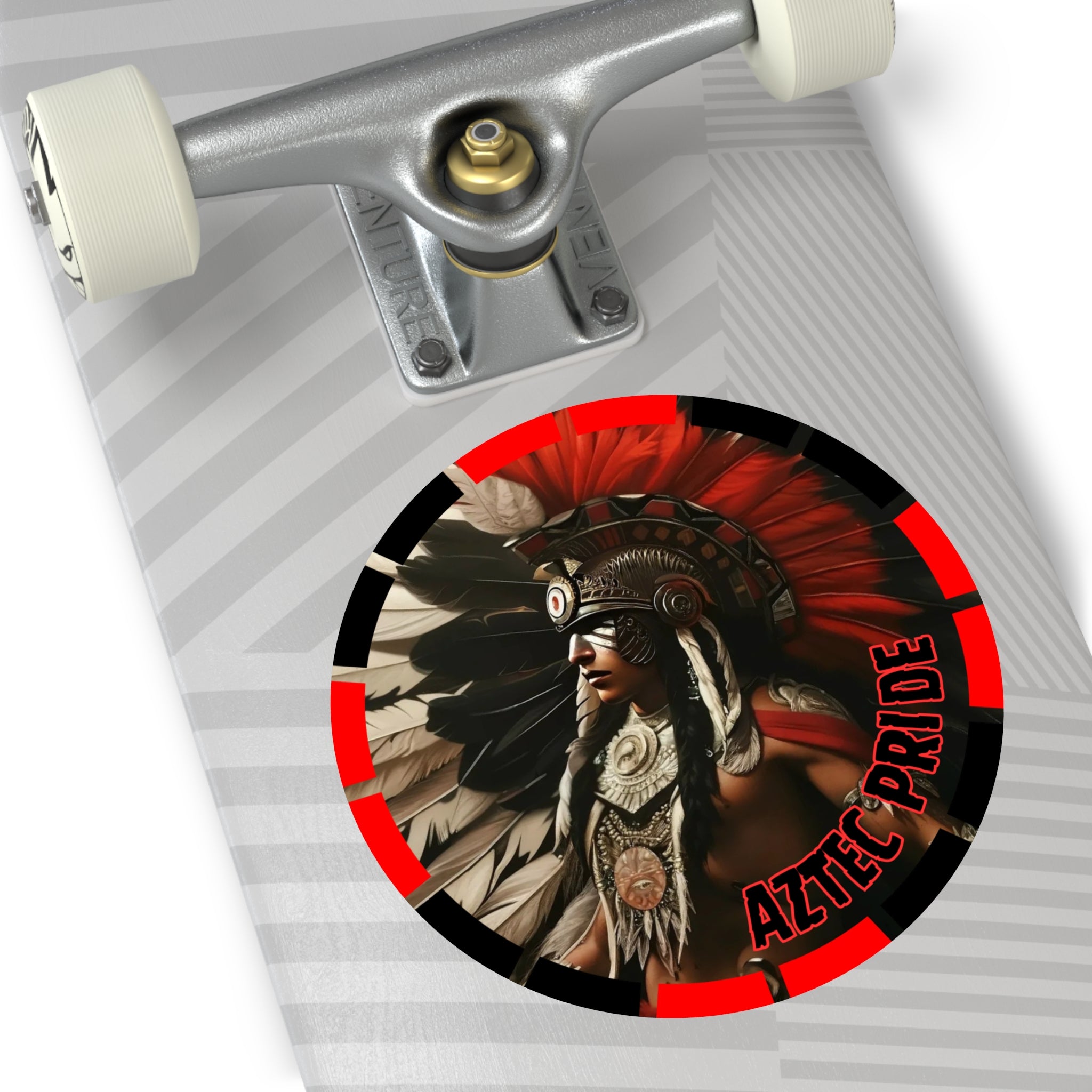 Aztec Fierce Warrior Round Vinyl Sticker – Waterproof Matte Decal (2”–6”)