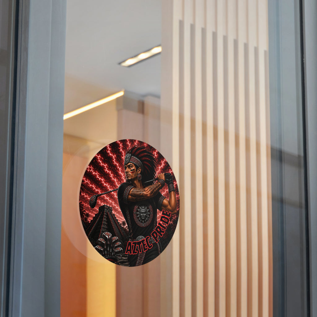 Aztec Golf Male Warrior Round Vinyl Sticker 2”–6” | Made & Shipped in the USA • 🚚 FREE USA Shipping • Personalized Option