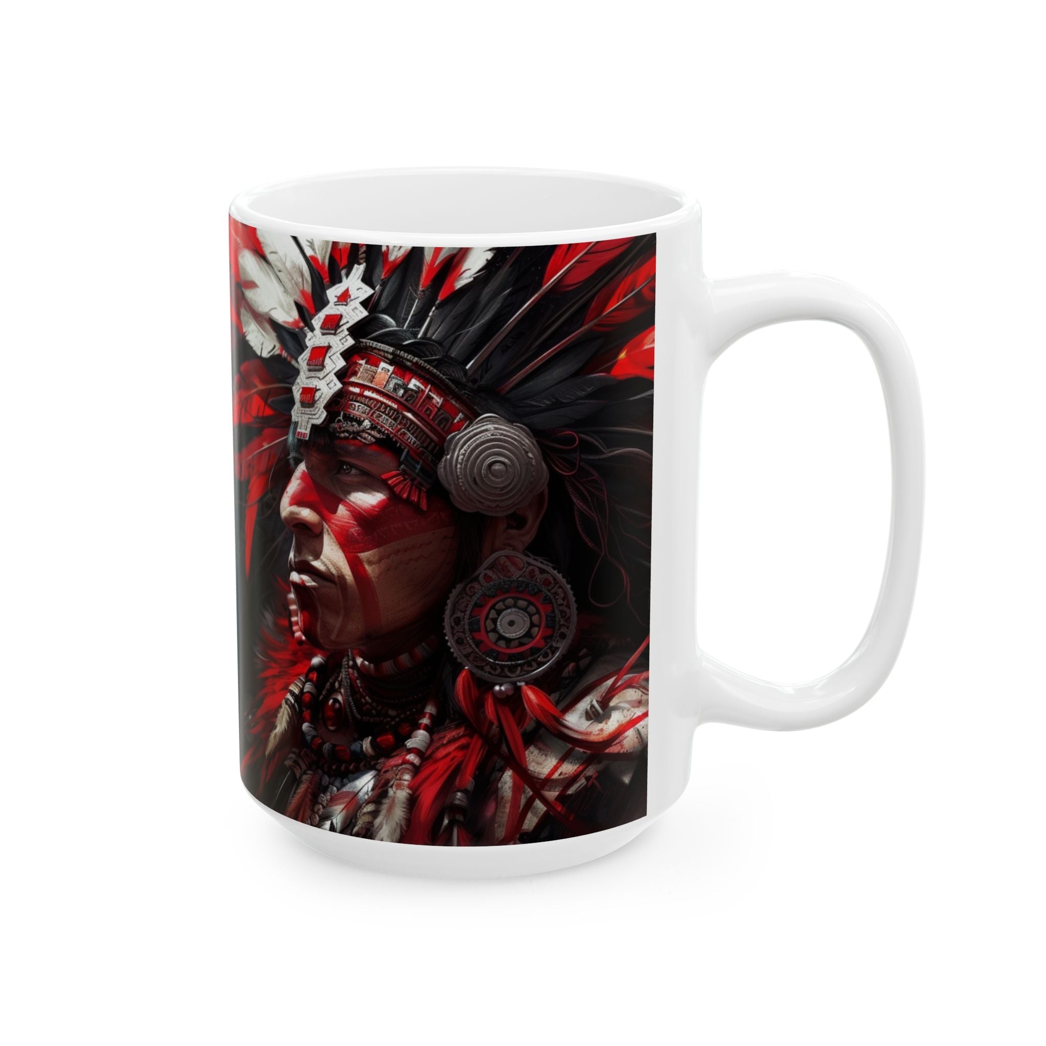 Aztec Loyal Warrior – Ceramic Mug (11oz, 15oz • Dishwasher & Microwave Safe • Made in USA • Personalized Option)