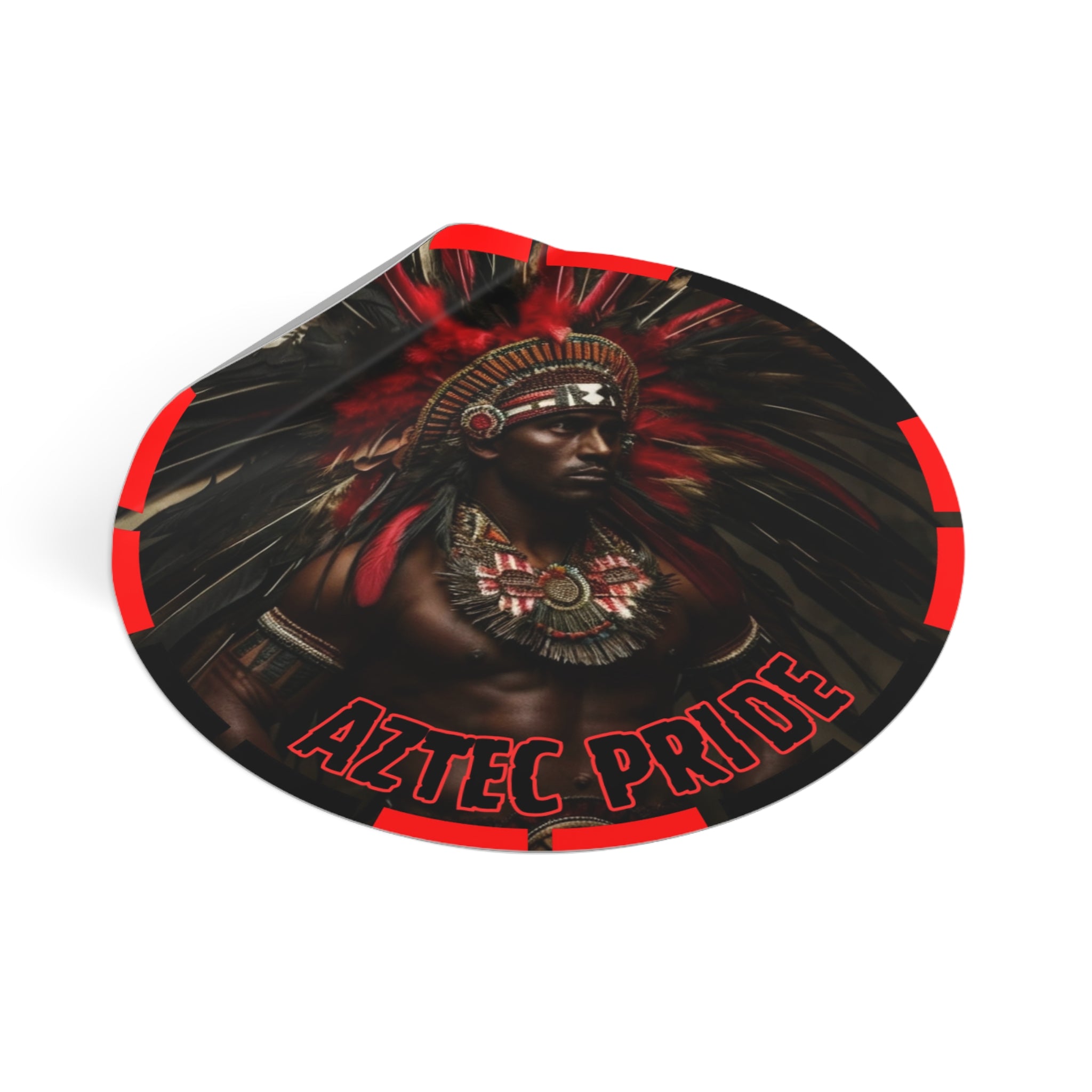 Aztec Panther Warrior Round Vinyl Sticker – Waterproof Matte Decal (2”–6”)