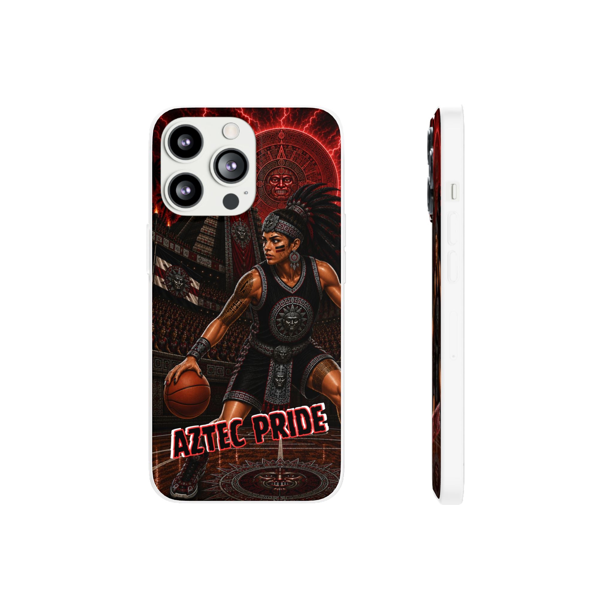 Aztec Basketball Female Warrior – Flexi Phone Case (iPhone & Samsung • Clear TPU • Made & Shipped in the USA • 🚚 FREE USA Shipping • Personalized Option)