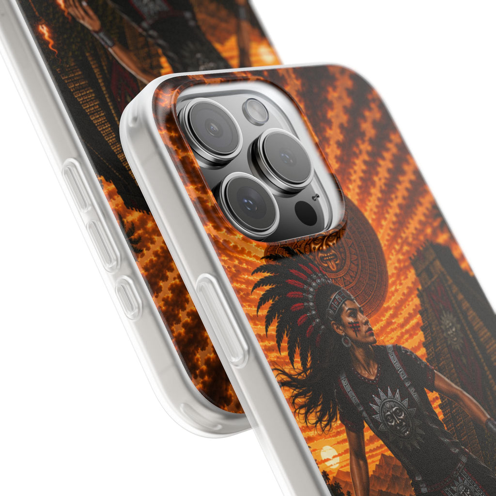 Aztec Soccer Female Warrior – Flexi Phone Case (iPhone & Samsung • Clear TPU • Made & Shipped in the USA • 🚚 FREE USA Shipping • Personalized Option)