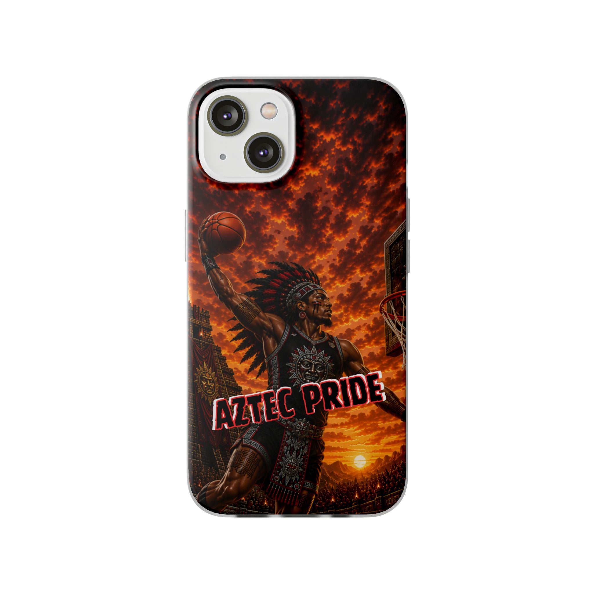 Aztec Basketball Male Warrior – Flexi Phone Case (iPhone & Samsung • Clear TPU • Made & Shipped in the USA • 🚚 FREE USA Shipping • Personalized Option)
