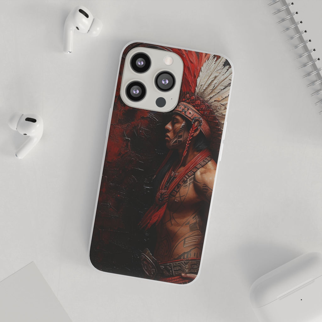 Aztec Noble Warrior – Flexi Phone Case (iPhone & Samsung • Clear TPU • Made in USA • Personalized Option)