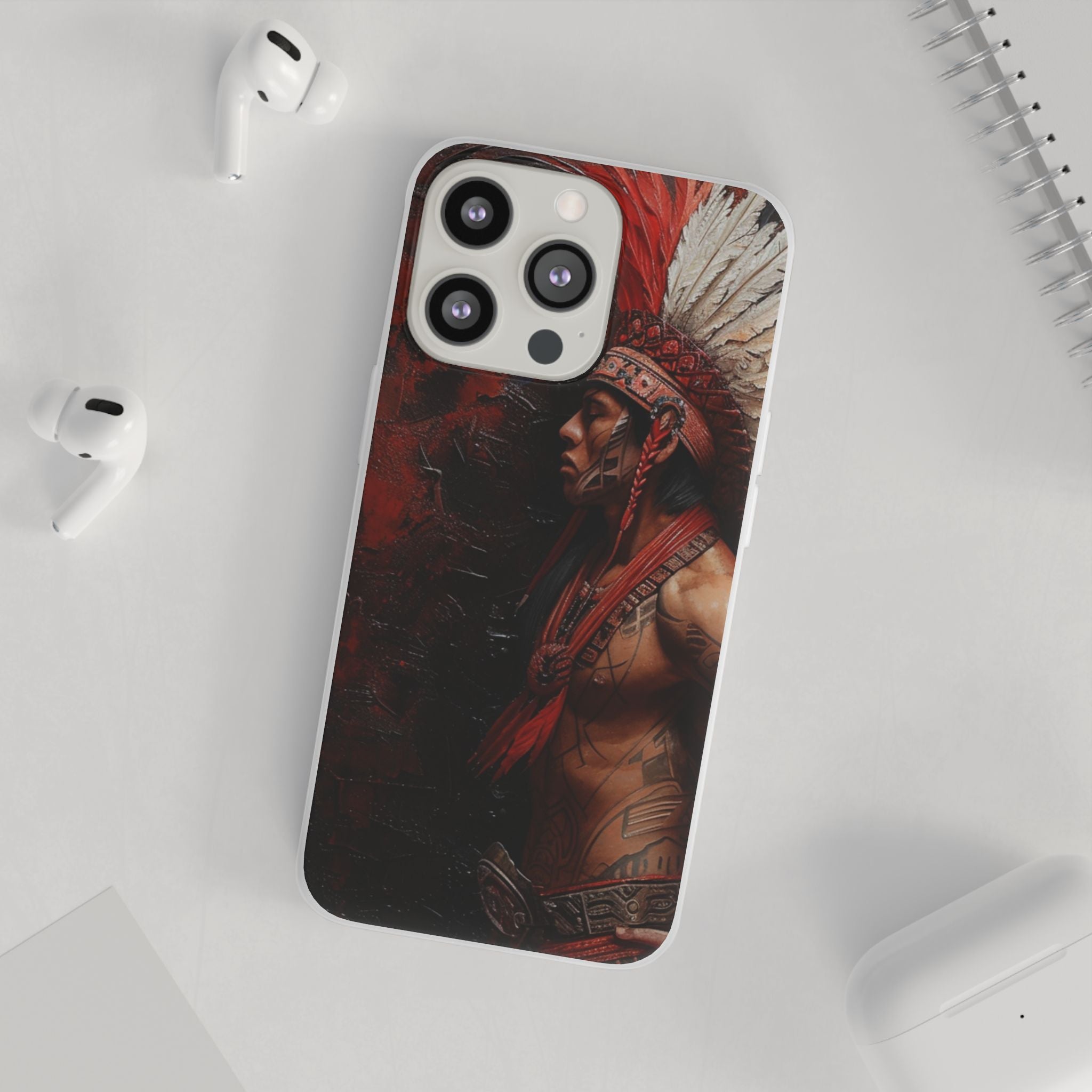 Aztec Noble Warrior – Flexi Phone Case (iPhone & Samsung • Clear TPU • Made in USA • Personalized Option)