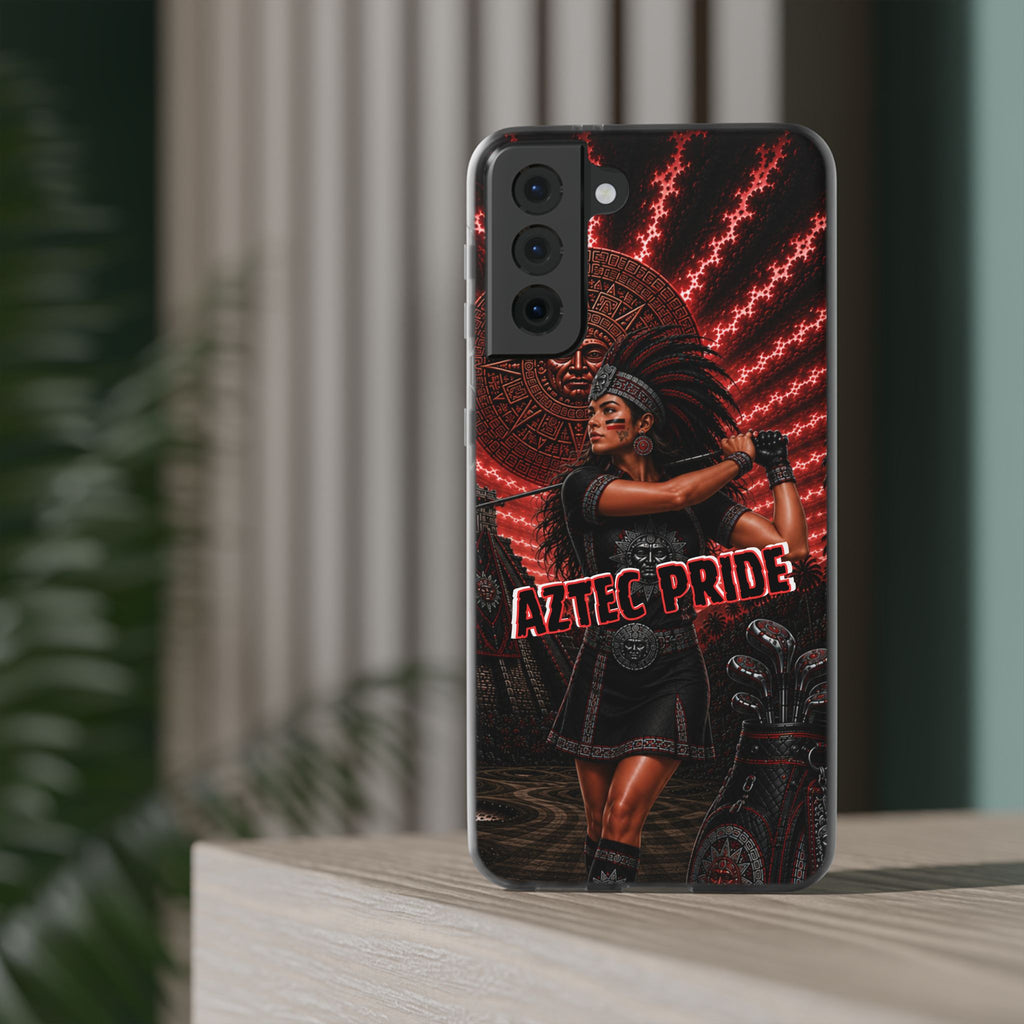 Aztec Golf Female Warrior – Flexi Phone Case (iPhone & Samsung • Clear TPU • Made & Shipped in the USA • 🚚 FREE USA Shipping • Personalized Option)