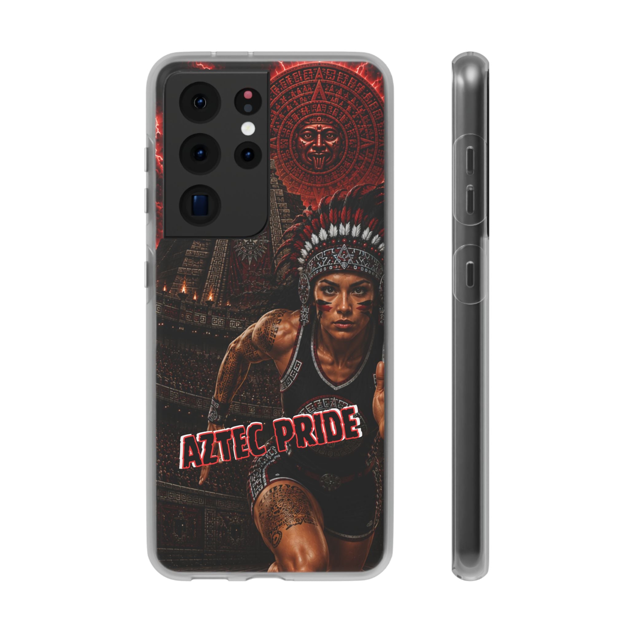 Aztec Track & Field Female Warrior – Flexi Phone Case (iPhone & Samsung • Clear TPU • Made & Shipped in the USA • 🚚 FREE USA Shipping • Personalized Option)