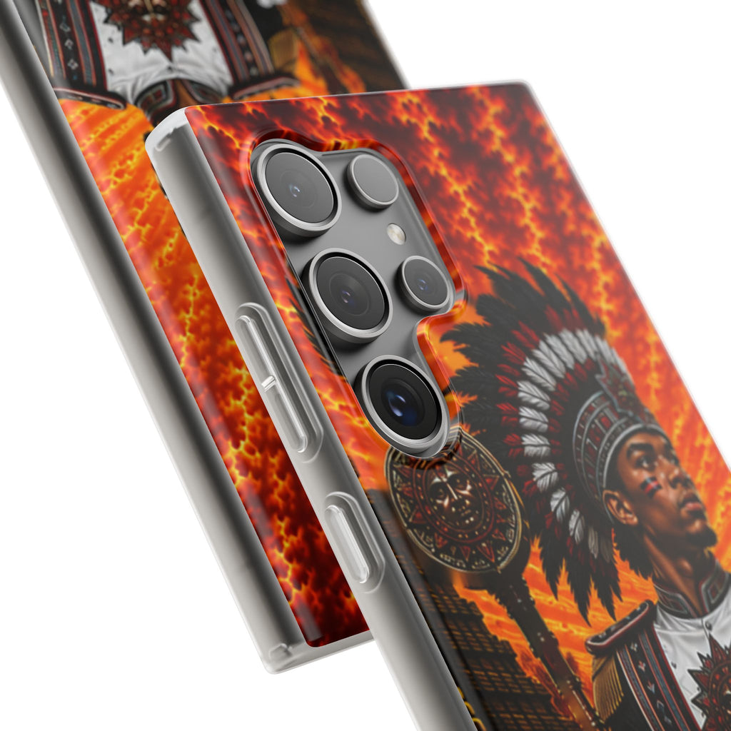 Aztec Drum Major Warrior – Flexi Phone Case (iPhone & Samsung • Clear TPU • Made & Shipped in the USA • 🚚 FREE USA Shipping • Personalized Option)