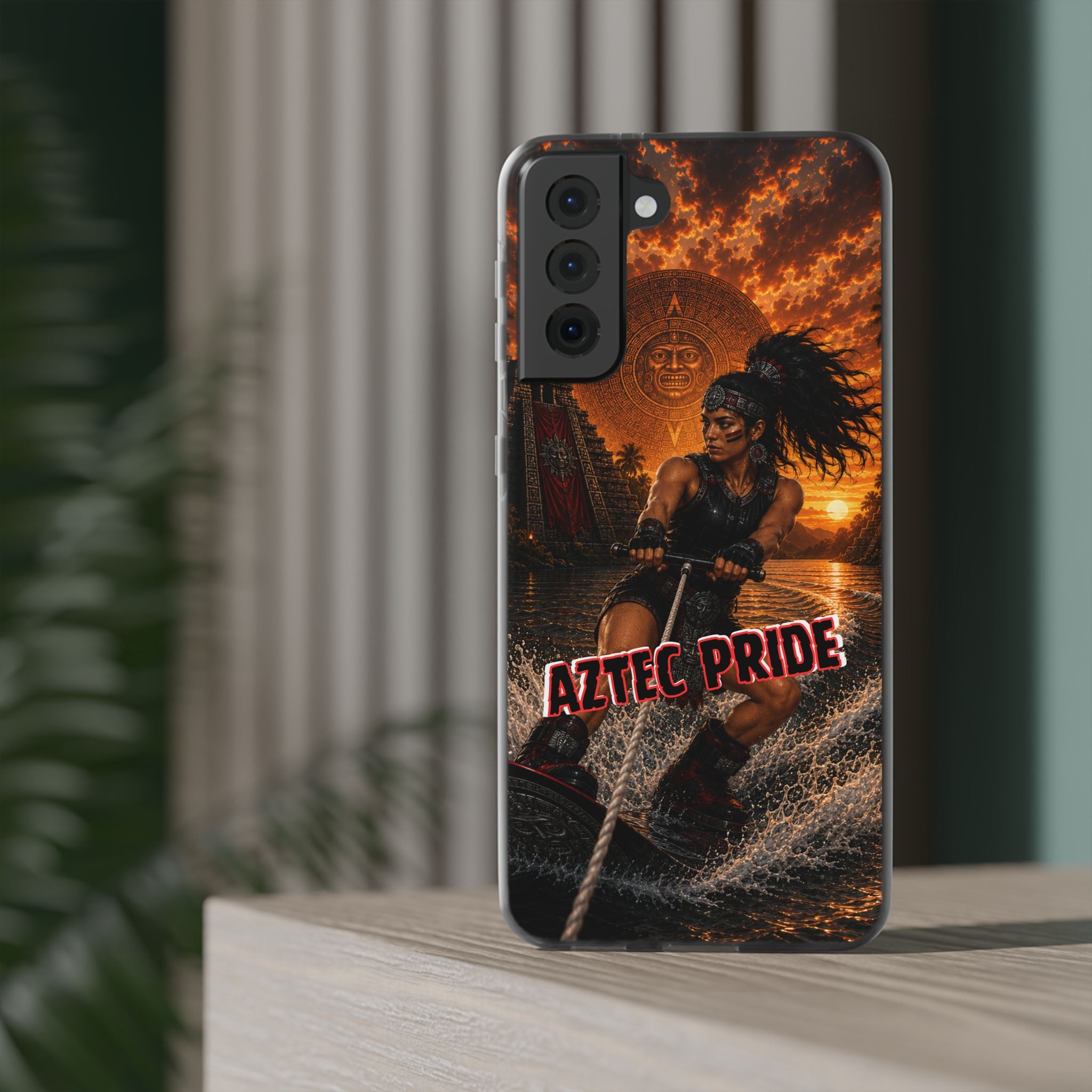 Aztec Wakeboard Female Warrior – Flexi Phone Case (iPhone & Samsung • Clear TPU • Made & Shipped in the USA • 🚚 FREE USA Shipping • Personalized Option)