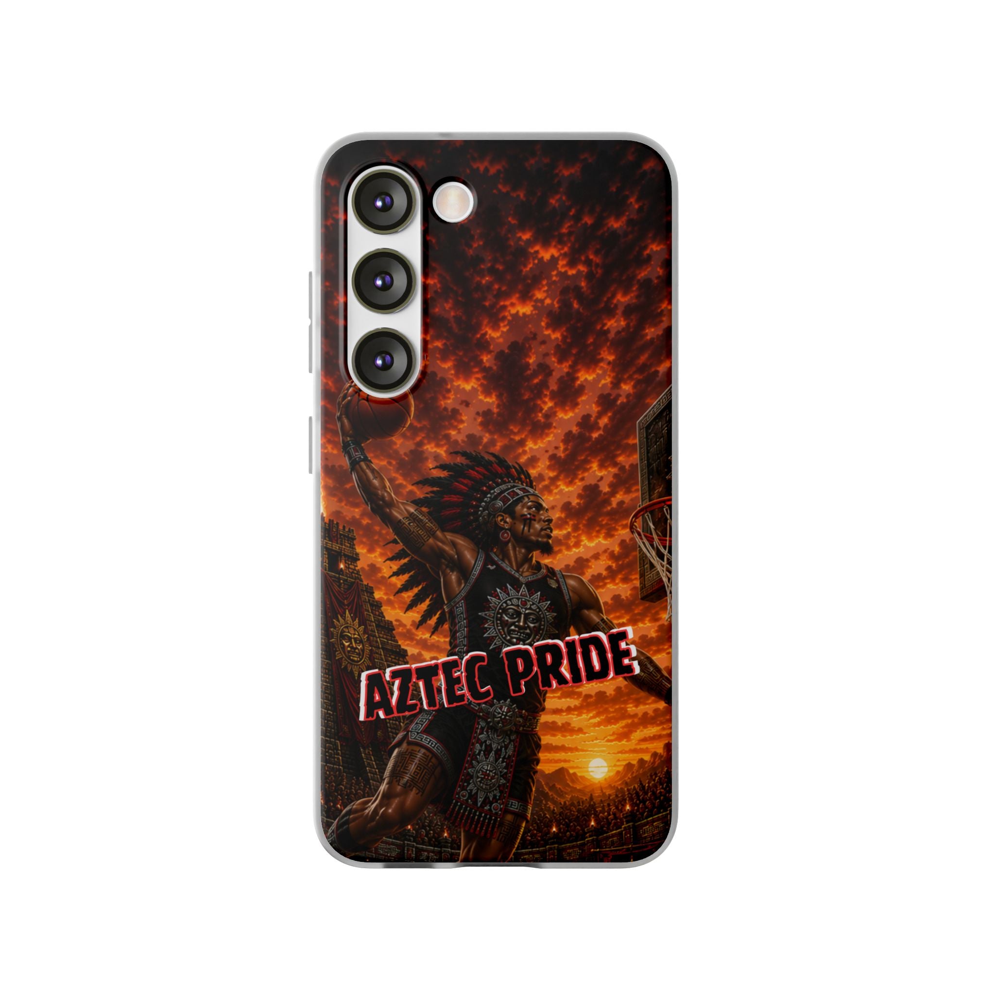Aztec Basketball Male Warrior – Flexi Phone Case (iPhone & Samsung • Clear TPU • Made & Shipped in the USA • 🚚 FREE USA Shipping • Personalized Option)