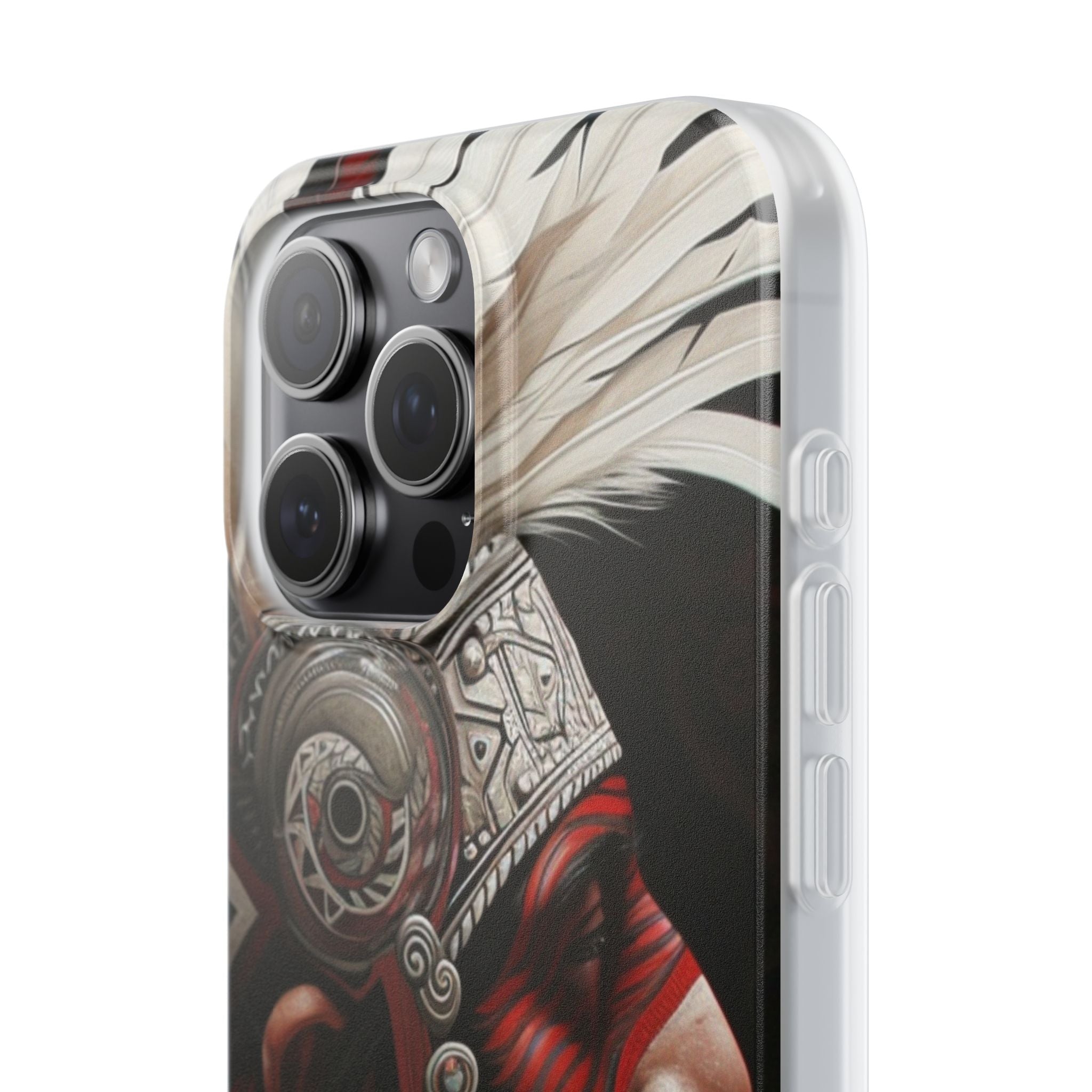 Aztec Warrior King – Flexi Phone Case (iPhone & Samsung • Clear TPU • Made in USA • Personalized Option)