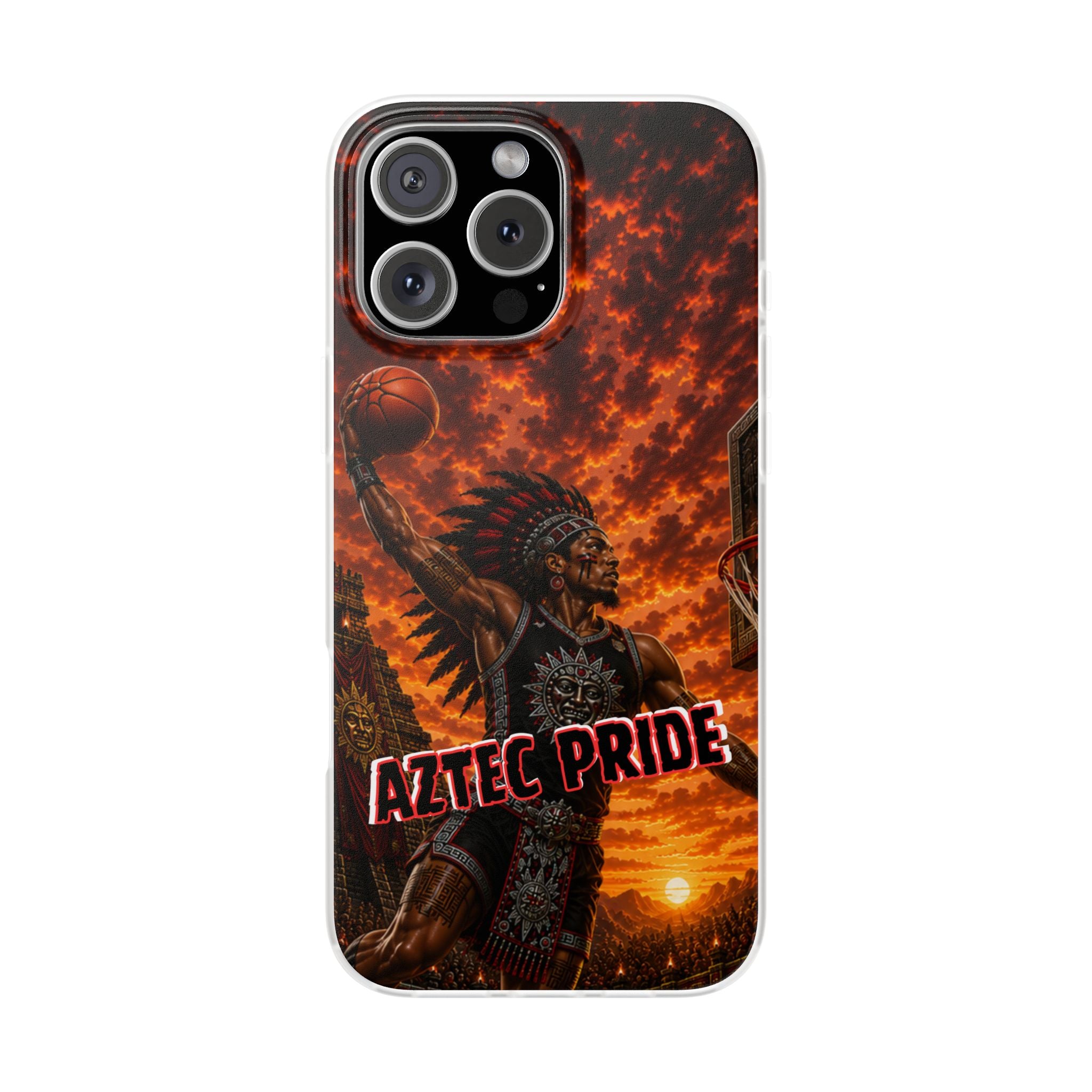 Aztec Basketball Male Warrior – Flexi Phone Case (iPhone & Samsung • Clear TPU • Made & Shipped in the USA • 🚚 FREE USA Shipping • Personalized Option)