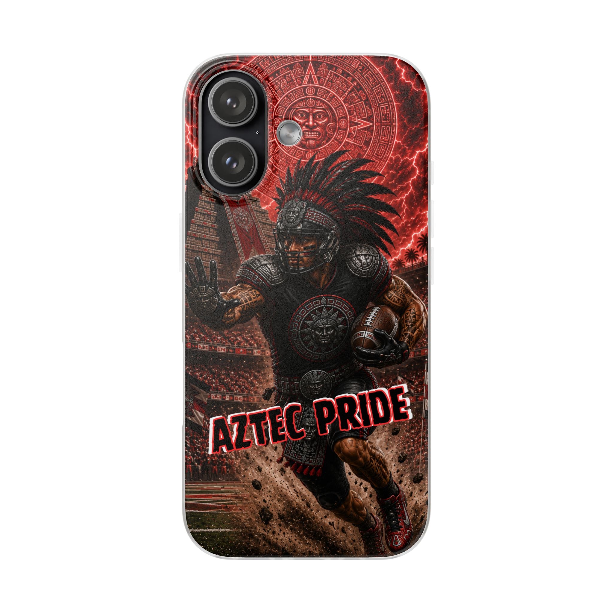 Aztec Football Warrior – Flexi Phone Case (iPhone & Samsung • Clear TPU • Made in USA • Personalized Option)