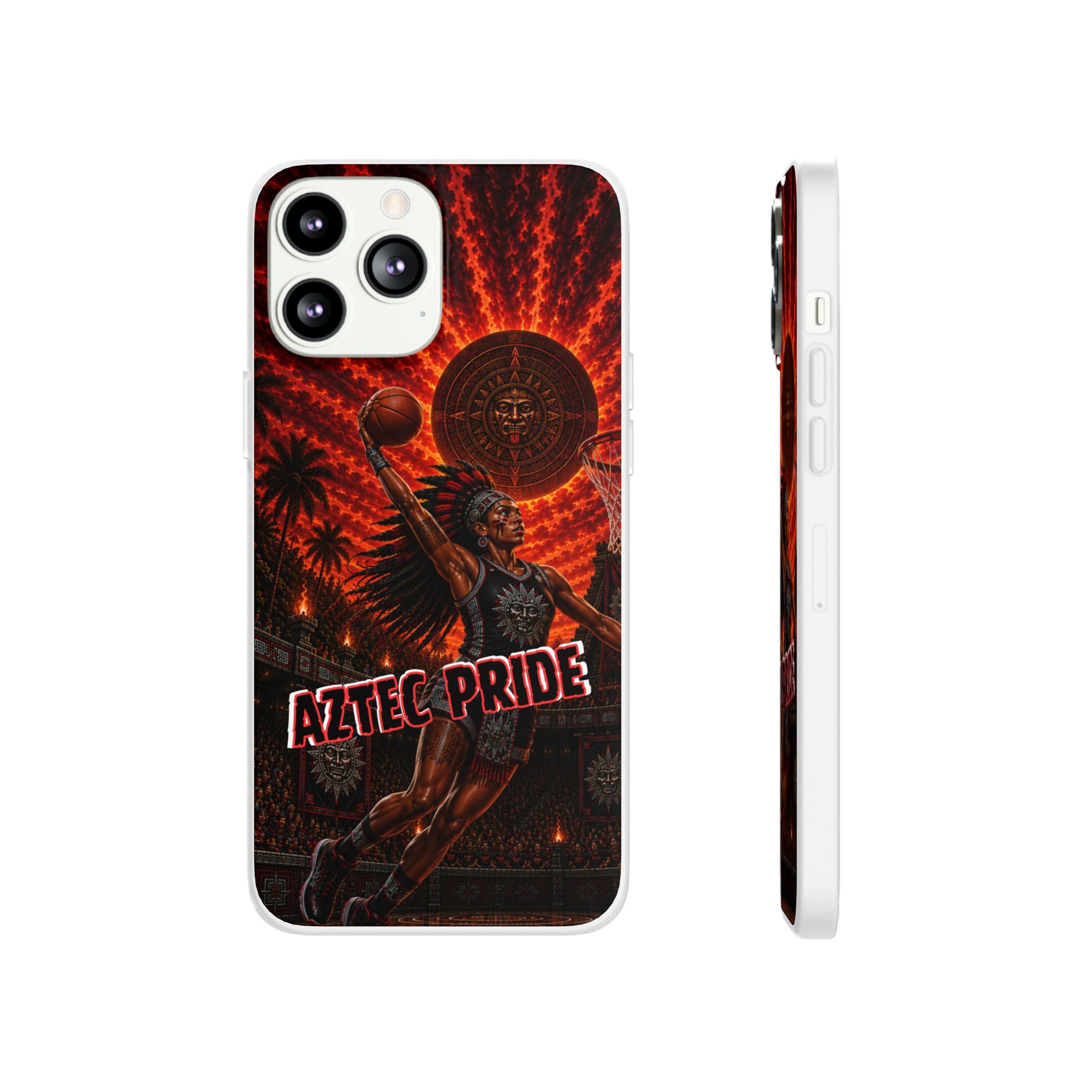 Aztec Basketball Female Warrior – Flexi Phone Case (iPhone & Samsung • Clear TPU • Made & Shipped in the USA • 🚚 FREE USA Shipping • Personalized Option)