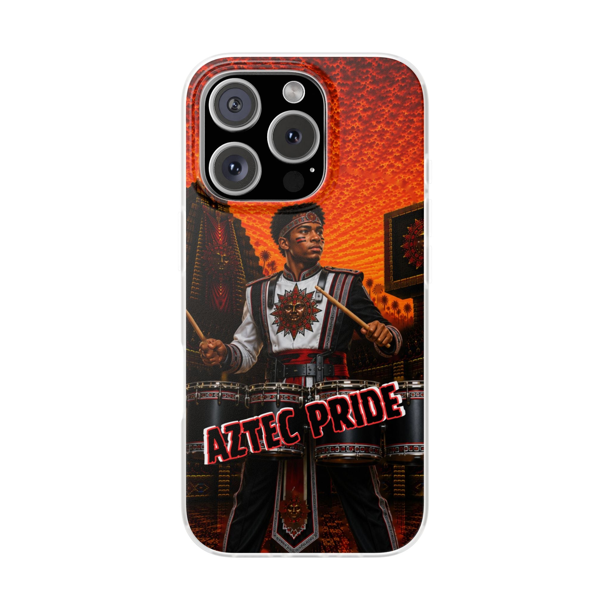Aztec Band Warrior – Flexi Phone Case (iPhone & Samsung • Clear TPU • Made & Shipped in the USA • 🚚 FREE USA Shipping • Personalized Option)