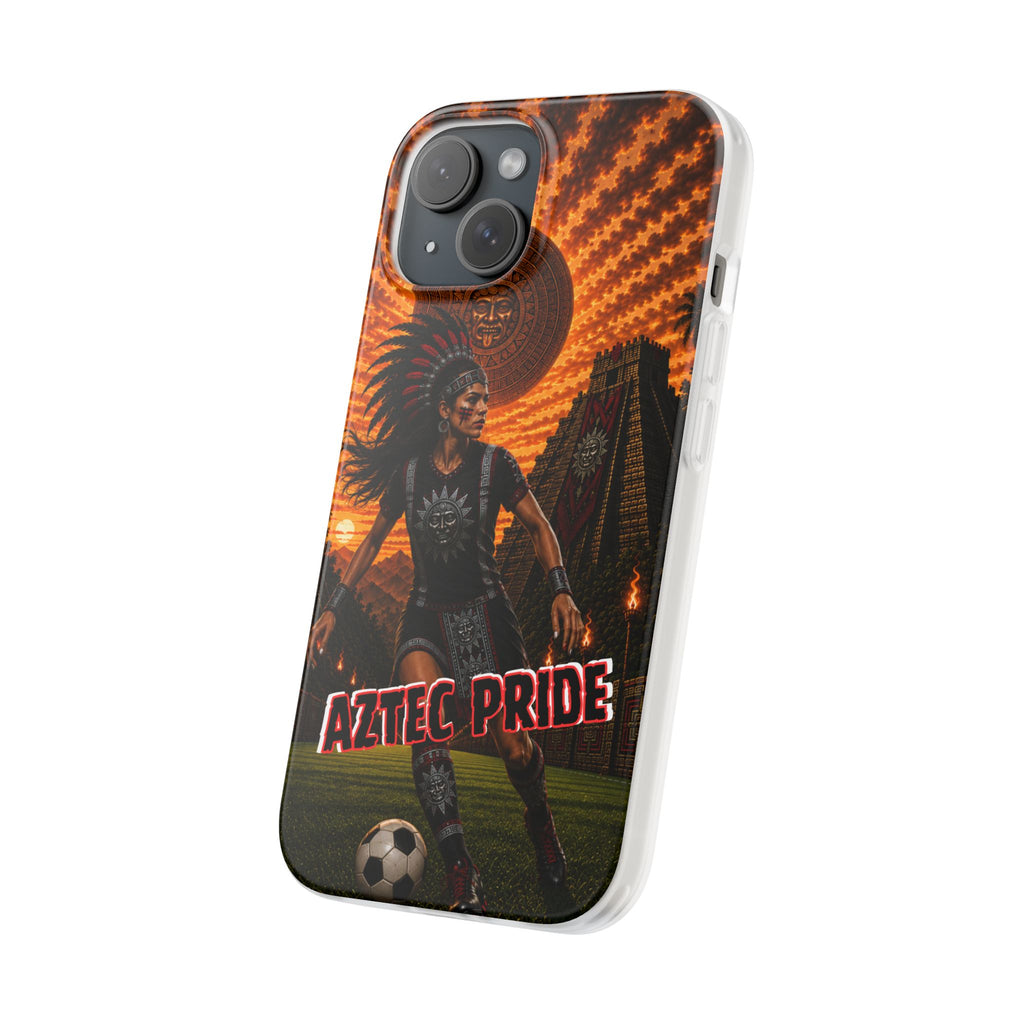Aztec Soccer Female Warrior – Flexi Phone Case (iPhone & Samsung • Clear TPU • Made & Shipped in the USA • 🚚 FREE USA Shipping • Personalized Option)