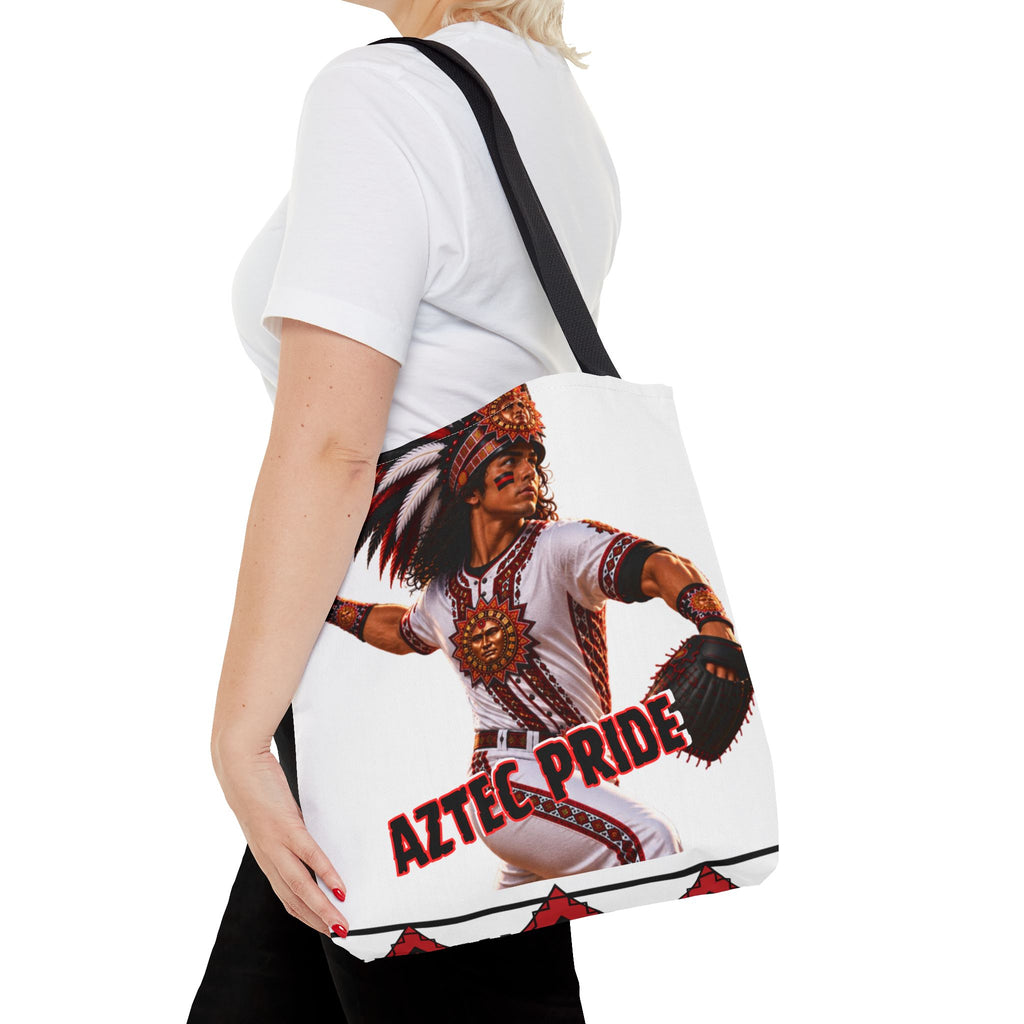 Aztec Baseball Warrior Tote Bag | Aztec-Inspired AI Art • Made & Shipped in the USA • 🚚 FREE USA Shipping • FREE Personalization