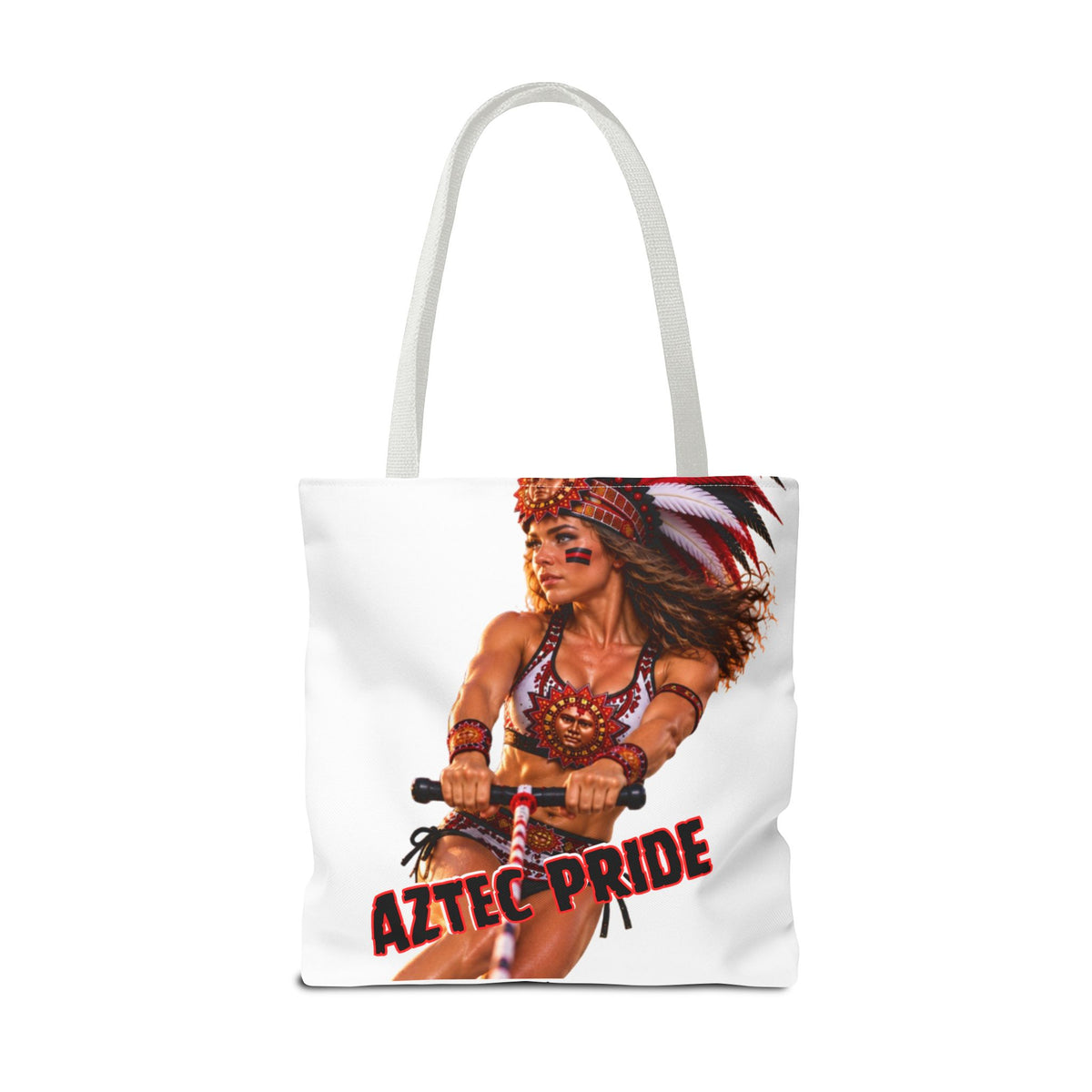 Aztec Waterski Wakeboard Female Warrior Tote Bag | Aztec-Inspired AI Art • Made & Shipped in the USA • 🚚 FREE USA Shipping • FREE Personalization