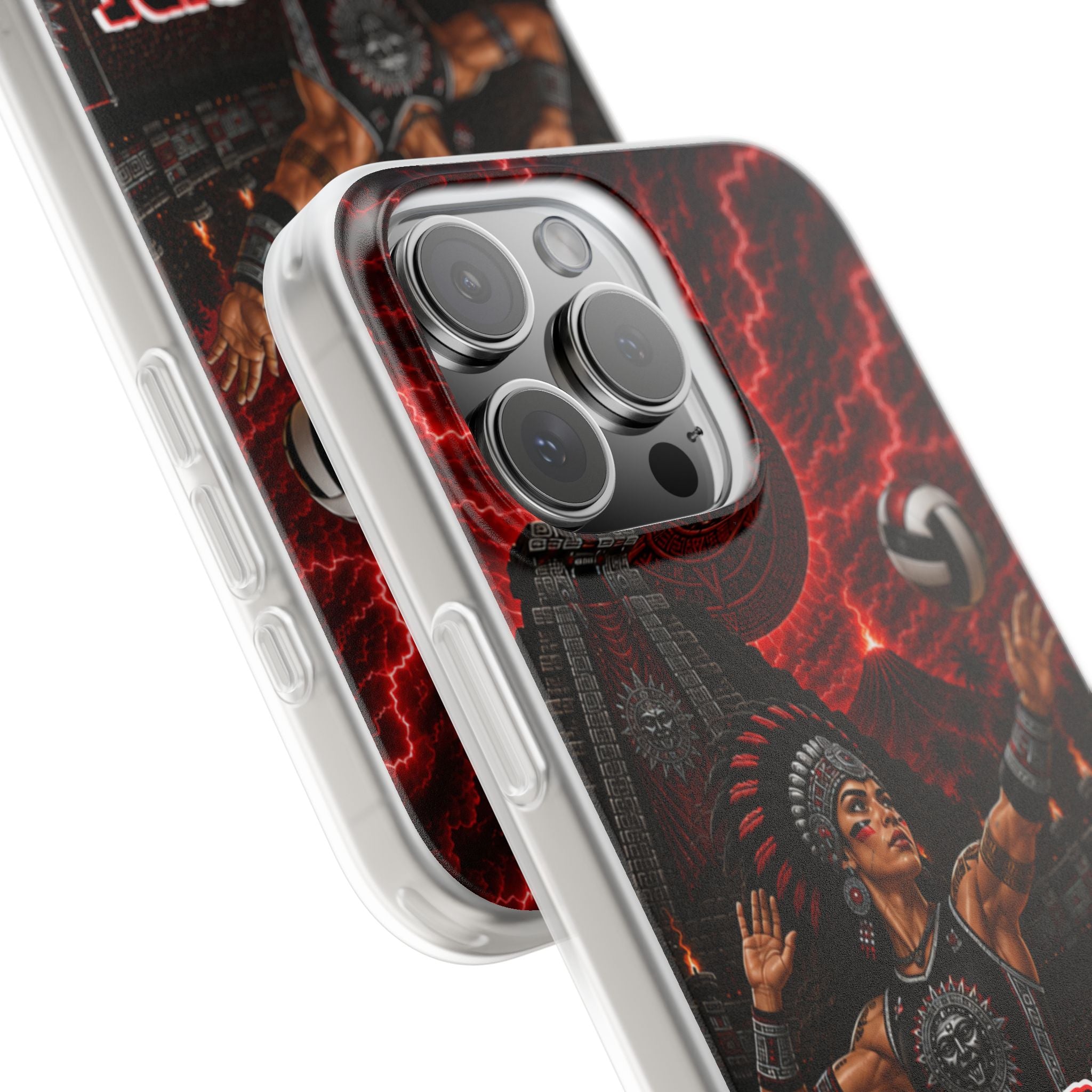 Aztec Volleyball Warrior – Flexi Phone Case (iPhone & Samsung • Clear TPU • Made & Shipped in the USA • 🚚 FREE USA Shipping • Personalized Option)