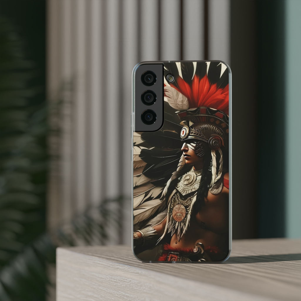Aztec Fierce Warrior – Flexi Phone Case (iPhone & Samsung • Clear TPU • Made in USA • Personalized Option)