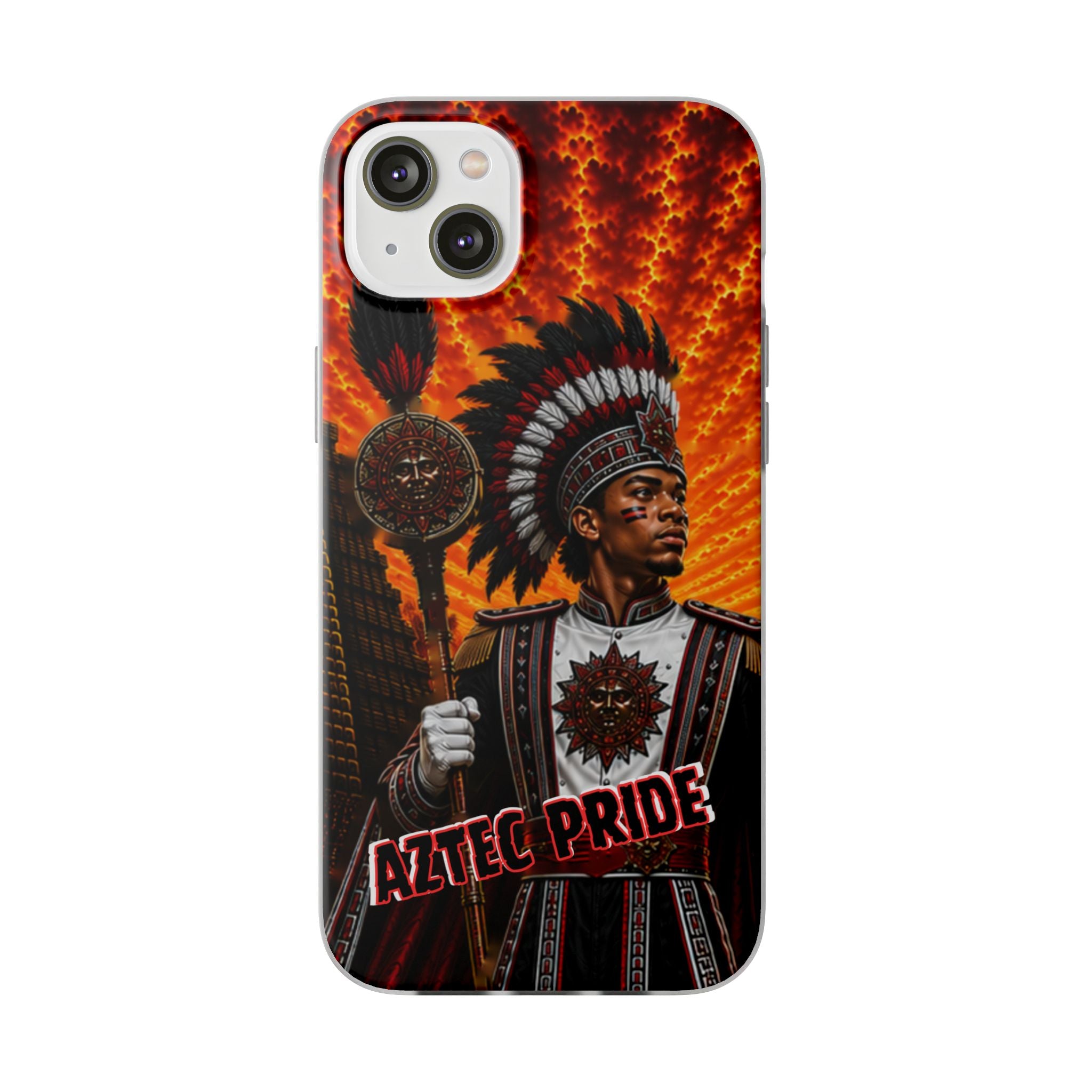 Aztec Drum Major Warrior – Flexi Phone Case (iPhone & Samsung • Clear TPU • Made & Shipped in the USA • 🚚 FREE USA Shipping • Personalized Option)
