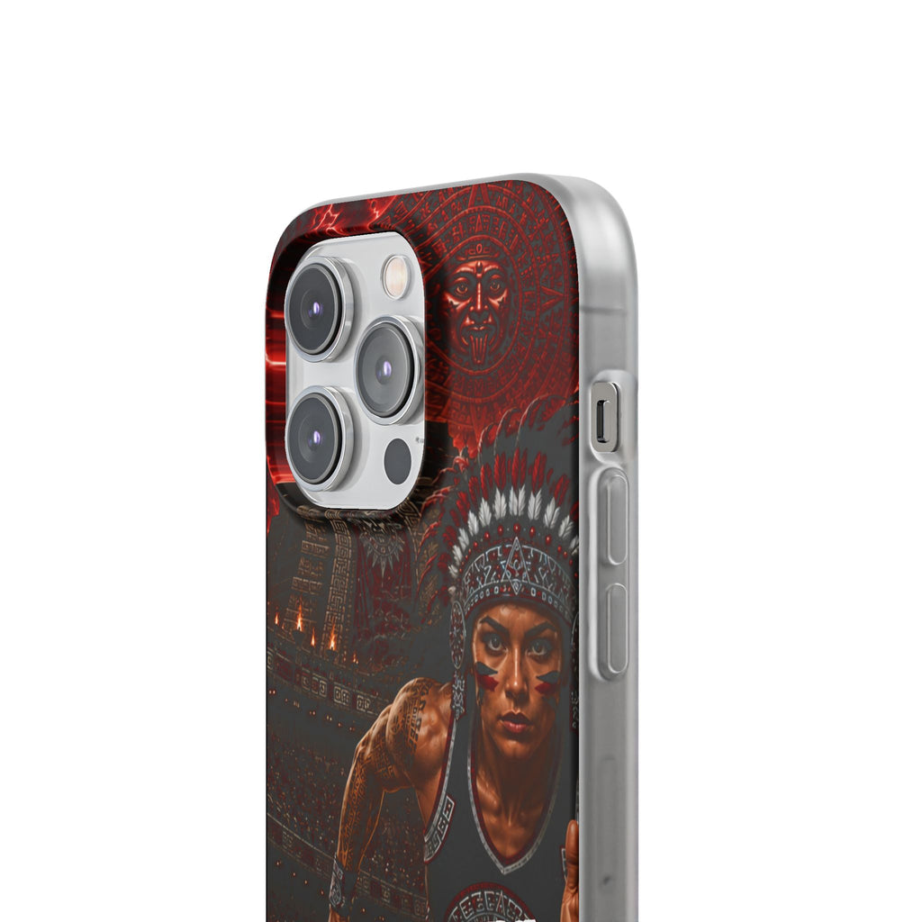 Aztec Track & Field Female Warrior – Flexi Phone Case (iPhone & Samsung • Clear TPU • Made & Shipped in the USA • 🚚 FREE USA Shipping • Personalized Option)