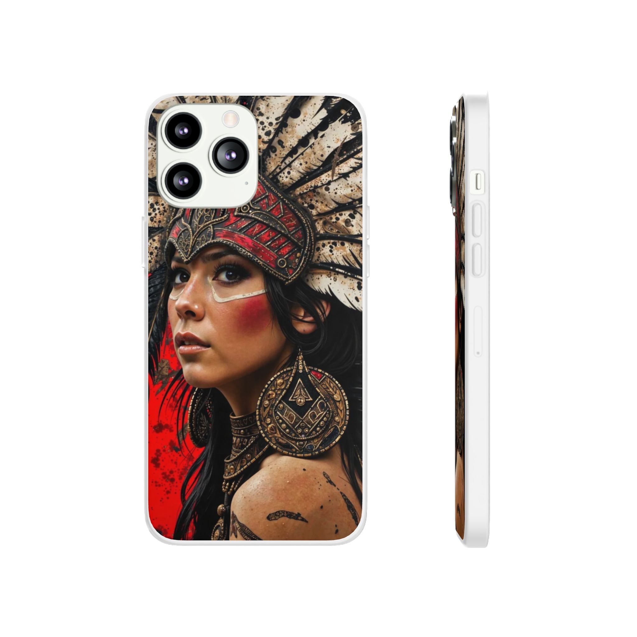 Aztec Moon Goddess – Flexi Phone Case (iPhone & Samsung • Clear TPU • Made in USA • Personalized Option)
