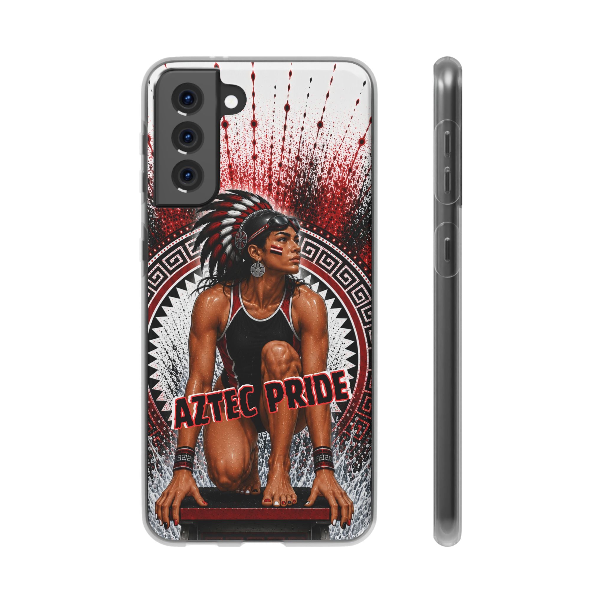 Aztec Swim & Dive Warrior – Flexi Phone Case (iPhone & Samsung • Clear TPU • Made & Shipped in the USA • 🚚 FREE USA Shipping • Personalized Option)