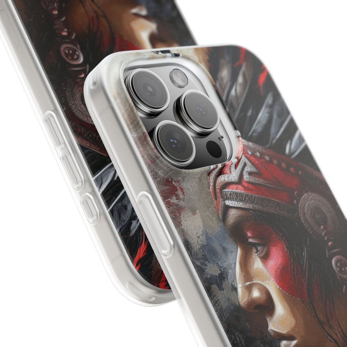 Aztec Silent Warrior – Flexi Phone Case (iPhone & Samsung • Clear TPU • Made in USA • Personalized Option)