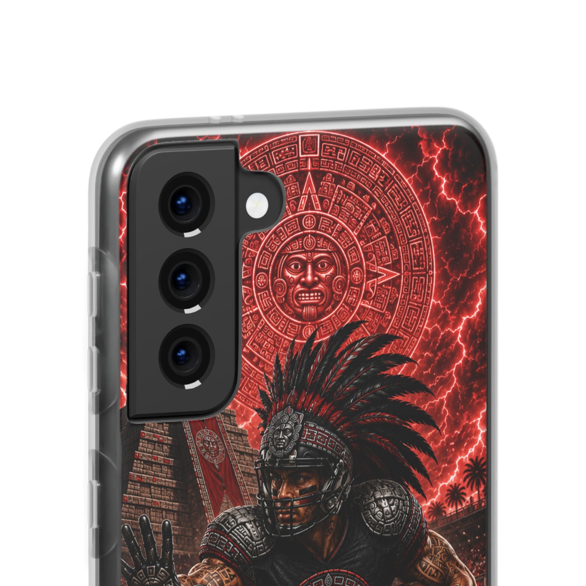 Aztec Football Warrior – Flexi Phone Case (iPhone & Samsung • Clear TPU • Made in USA • Personalized Option)