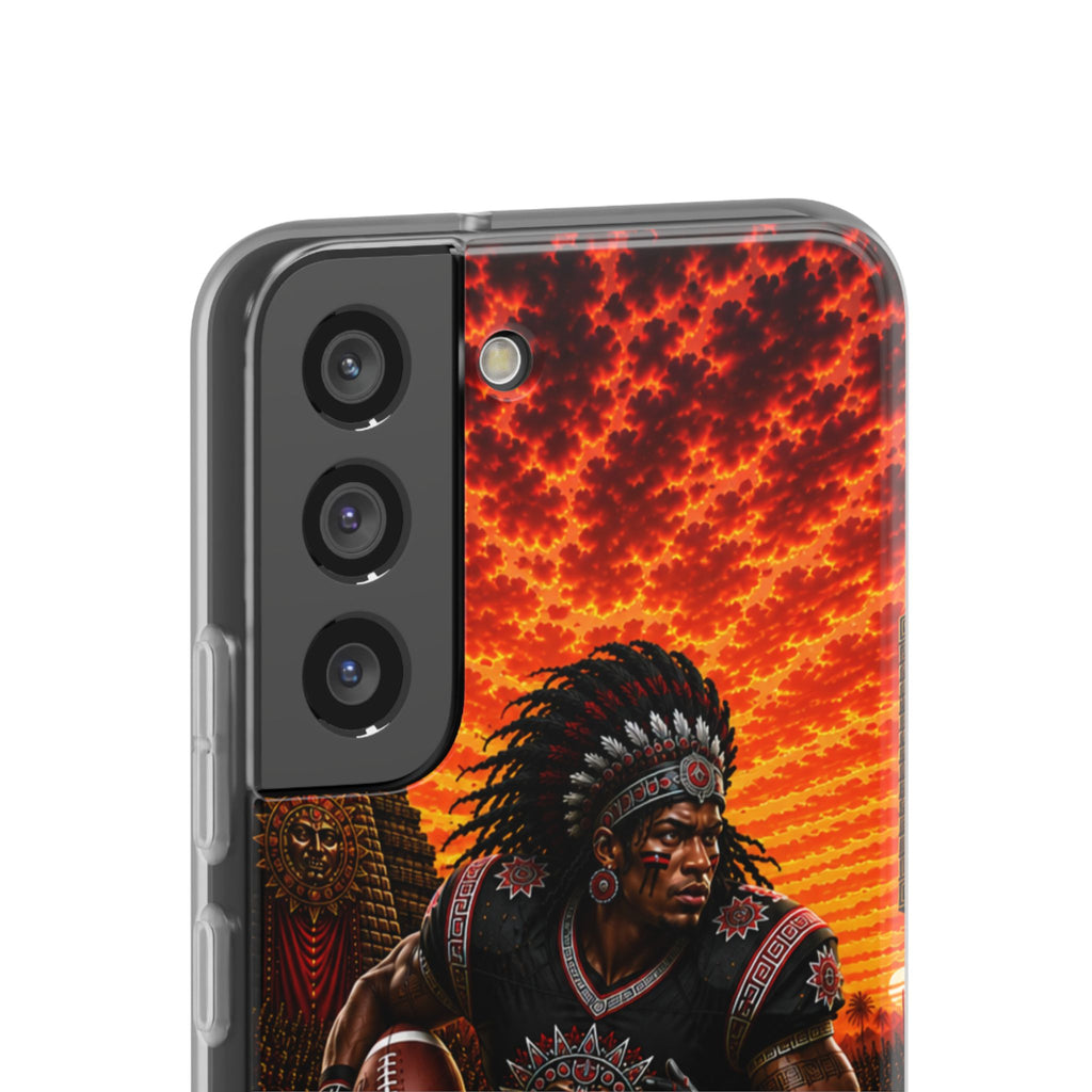 Aztec Football Warrior – Flexi Phone Case (iPhone & Samsung • Clear TPU • Made & Shipped in the USA • 🚚 FREE USA Shipping • Personalized Option)