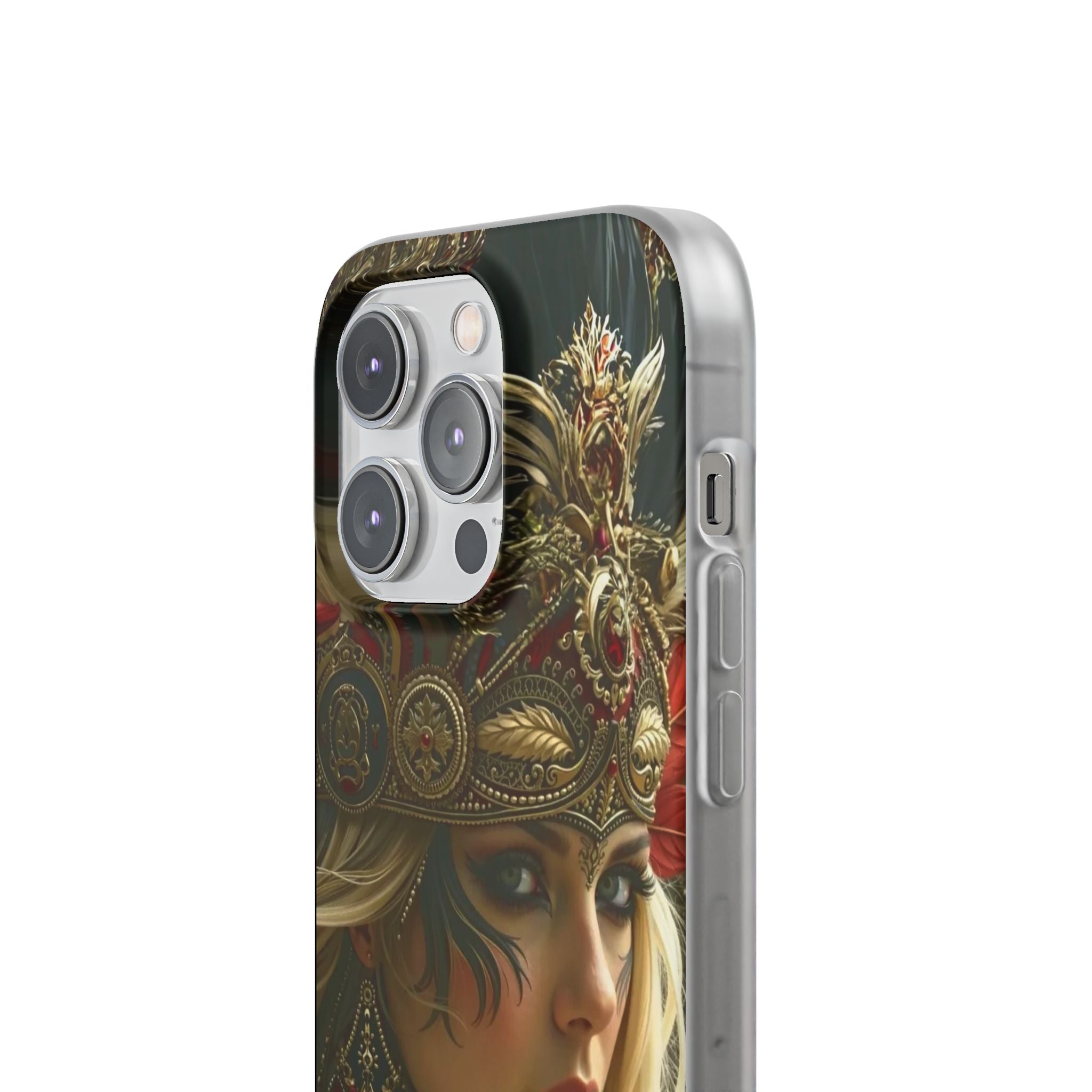 Aztec Fireheart Queen – Flexi Phone Case (iPhone & Samsung • Clear TPU • Made in USA • Personalized Option)