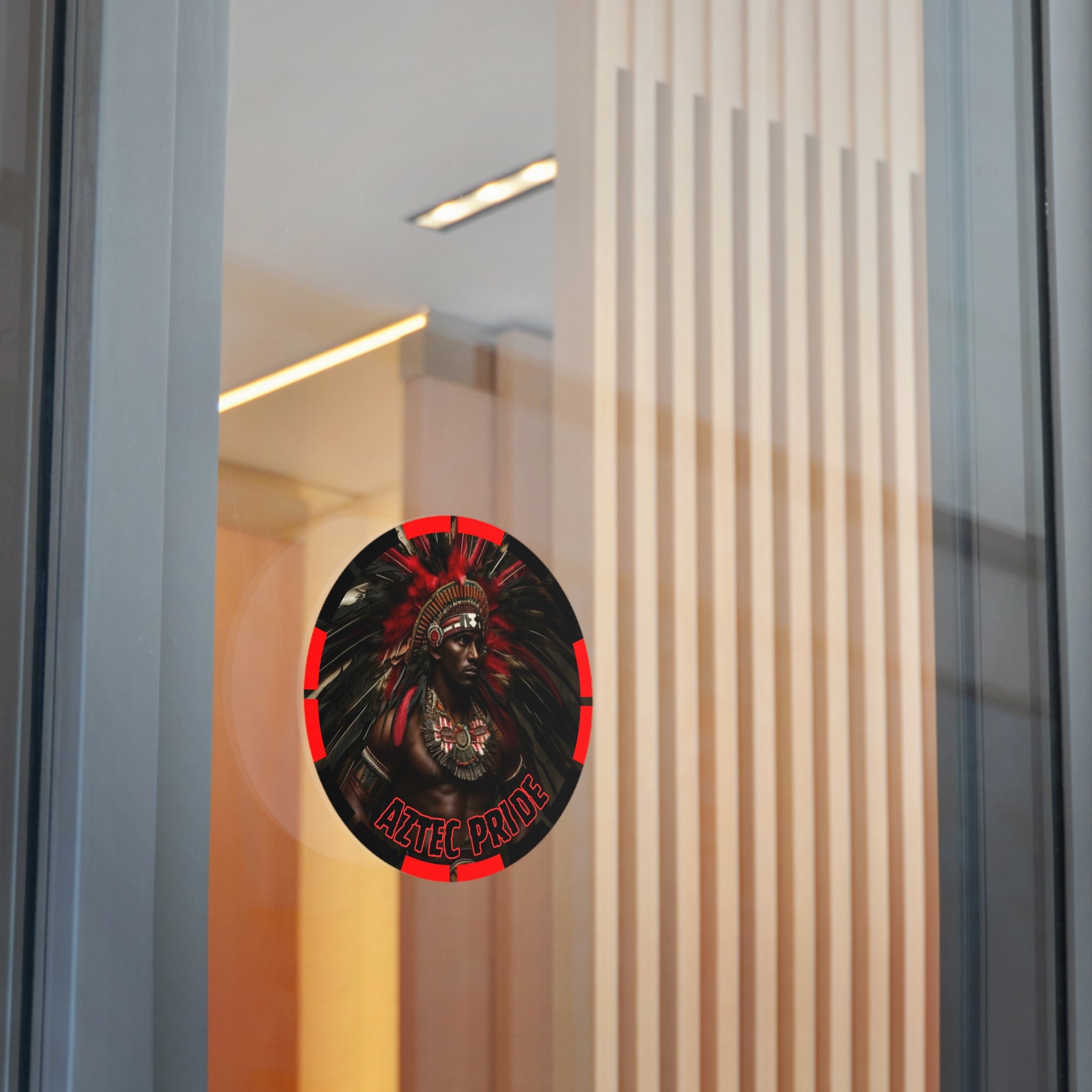 Aztec Panther Warrior Round Vinyl Sticker – Waterproof Matte Decal (2”–6”)