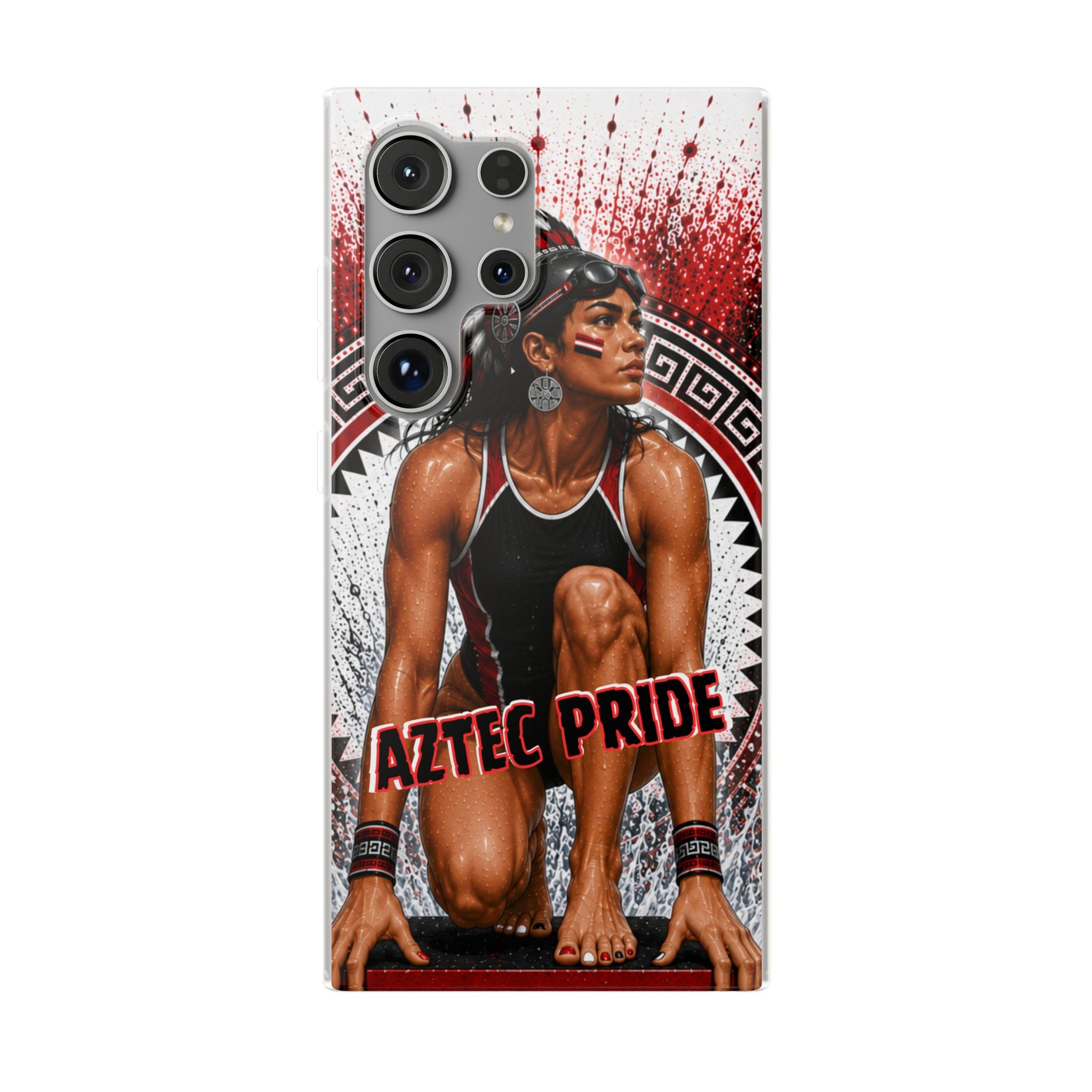Aztec Swim & Dive Warrior – Flexi Phone Case (iPhone & Samsung • Clear TPU • Made & Shipped in the USA • 🚚 FREE USA Shipping • Personalized Option)