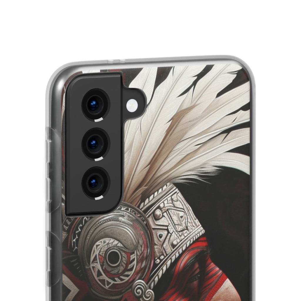 Aztec Warrior King – Flexi Phone Case (iPhone & Samsung • Clear TPU • Made in USA • Personalized Option)