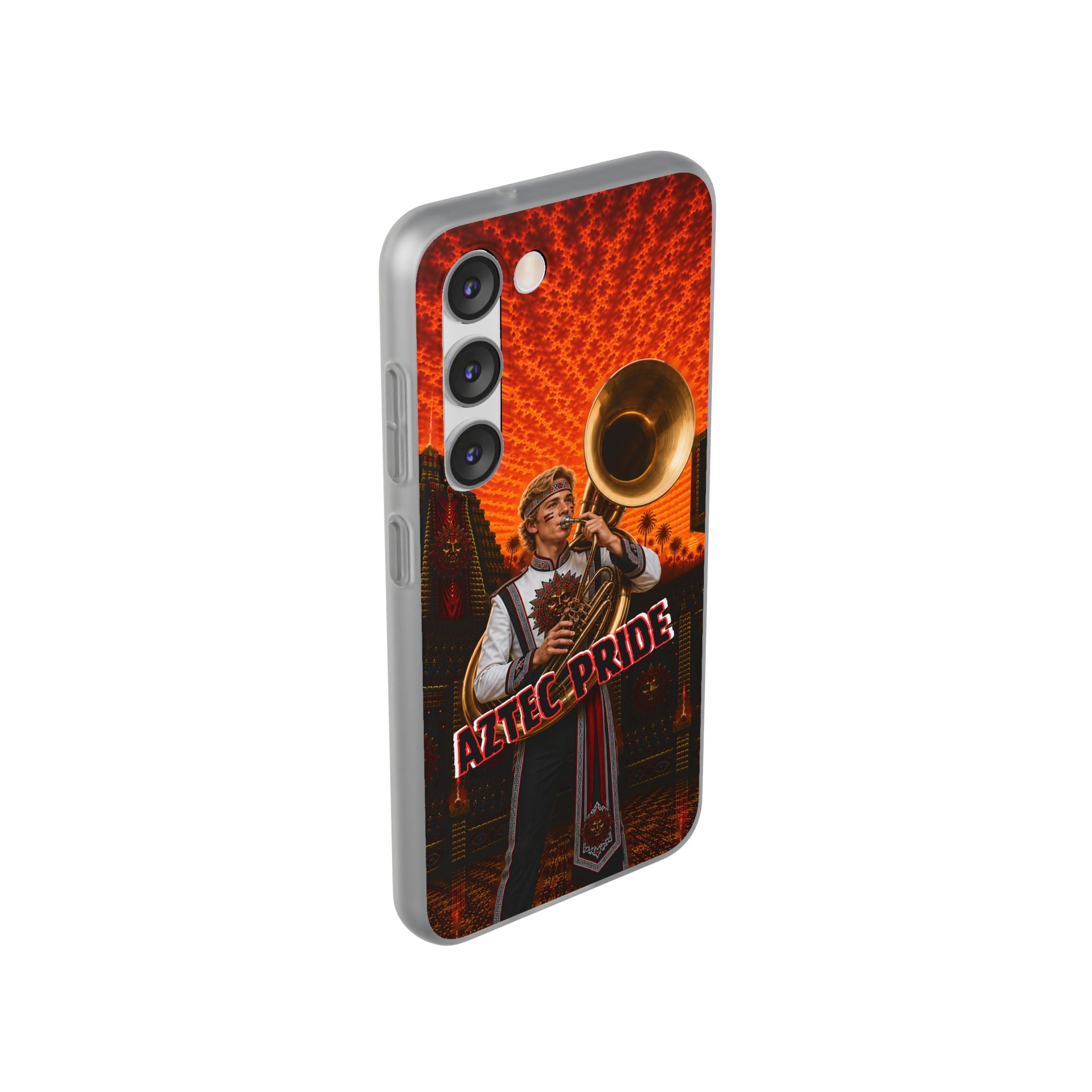 Aztec Band Warrior – Flexi Phone Case (iPhone & Samsung • Clear TPU • Made & Shipped in the USA • 🚚 FREE USA Shipping • Personalized Option)