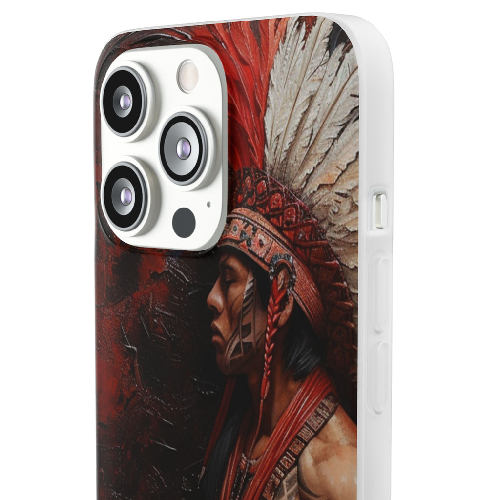 Aztec Noble Warrior – Flexi Phone Case (iPhone & Samsung • Clear TPU • Made in USA • Personalized Option)
