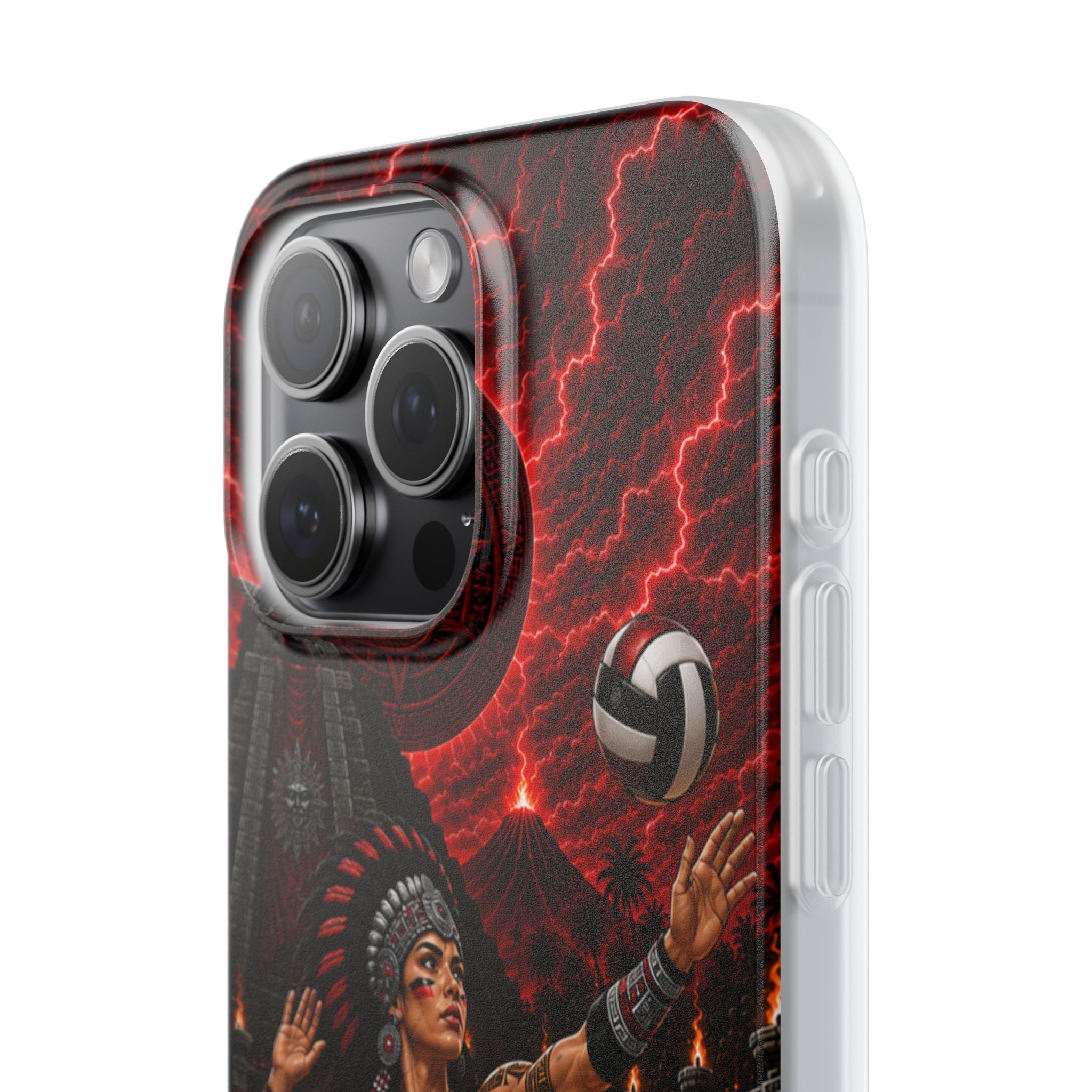 Aztec Volleyball Warrior – Flexi Phone Case (iPhone & Samsung • Clear TPU • Made & Shipped in the USA • 🚚 FREE USA Shipping • Personalized Option)