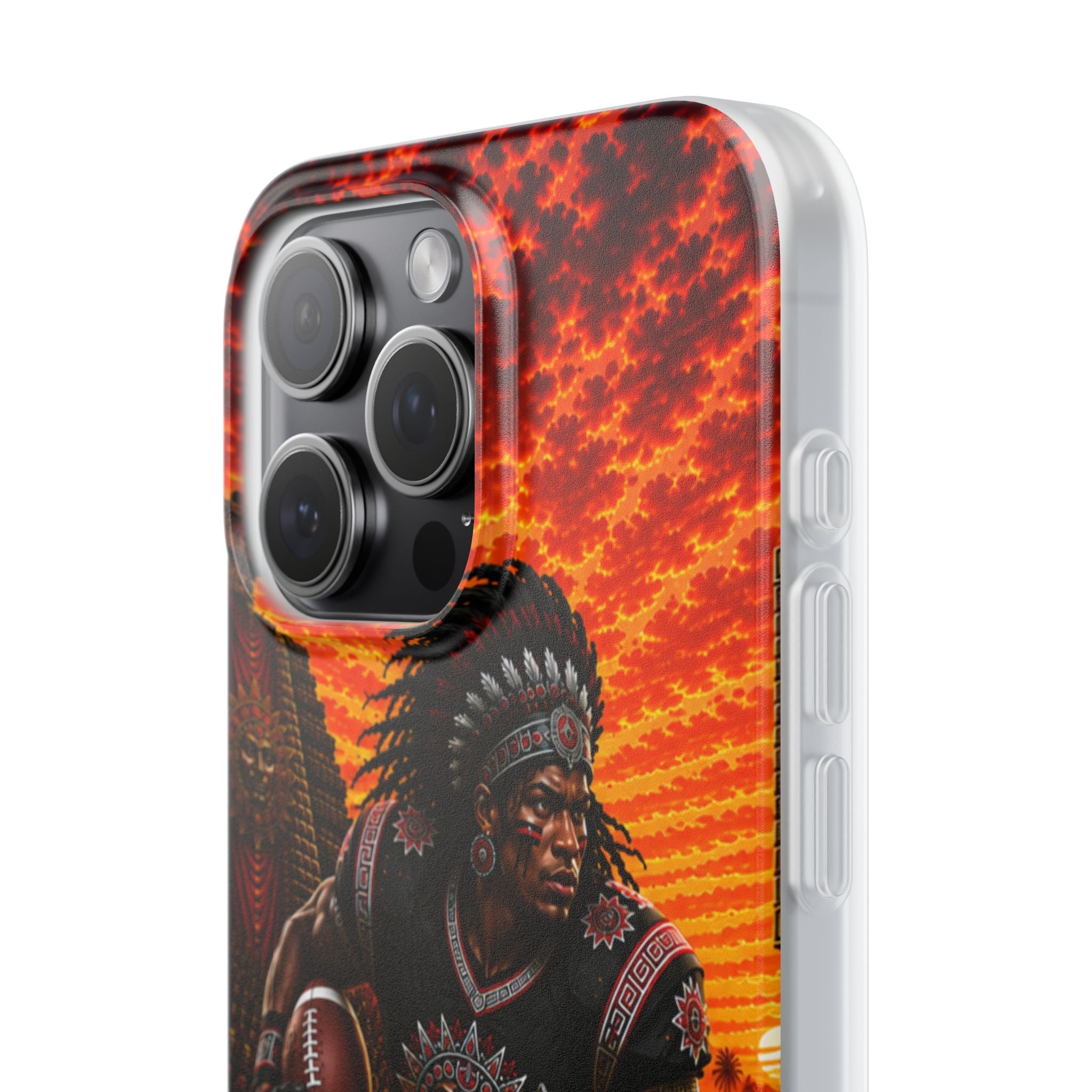 Aztec Football Warrior – Flexi Phone Case (iPhone & Samsung • Clear TPU • Made & Shipped in the USA • 🚚 FREE USA Shipping • Personalized Option)