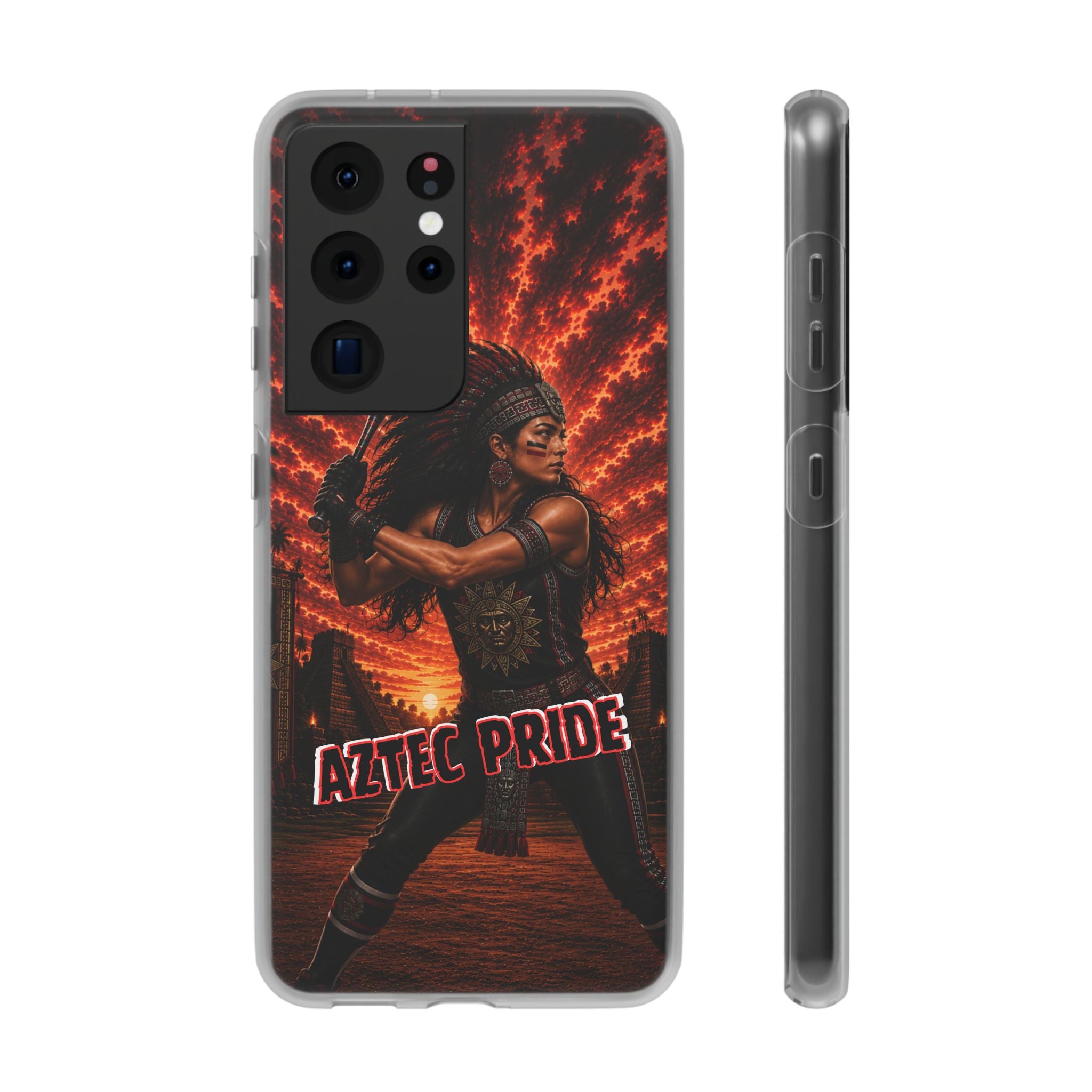 Aztec Softball Warrior – Flexi Phone Case (iPhone & Samsung • Clear TPU • Made & Shipped in the USA • 🚚 FREE USA Shipping • Personalized Option)